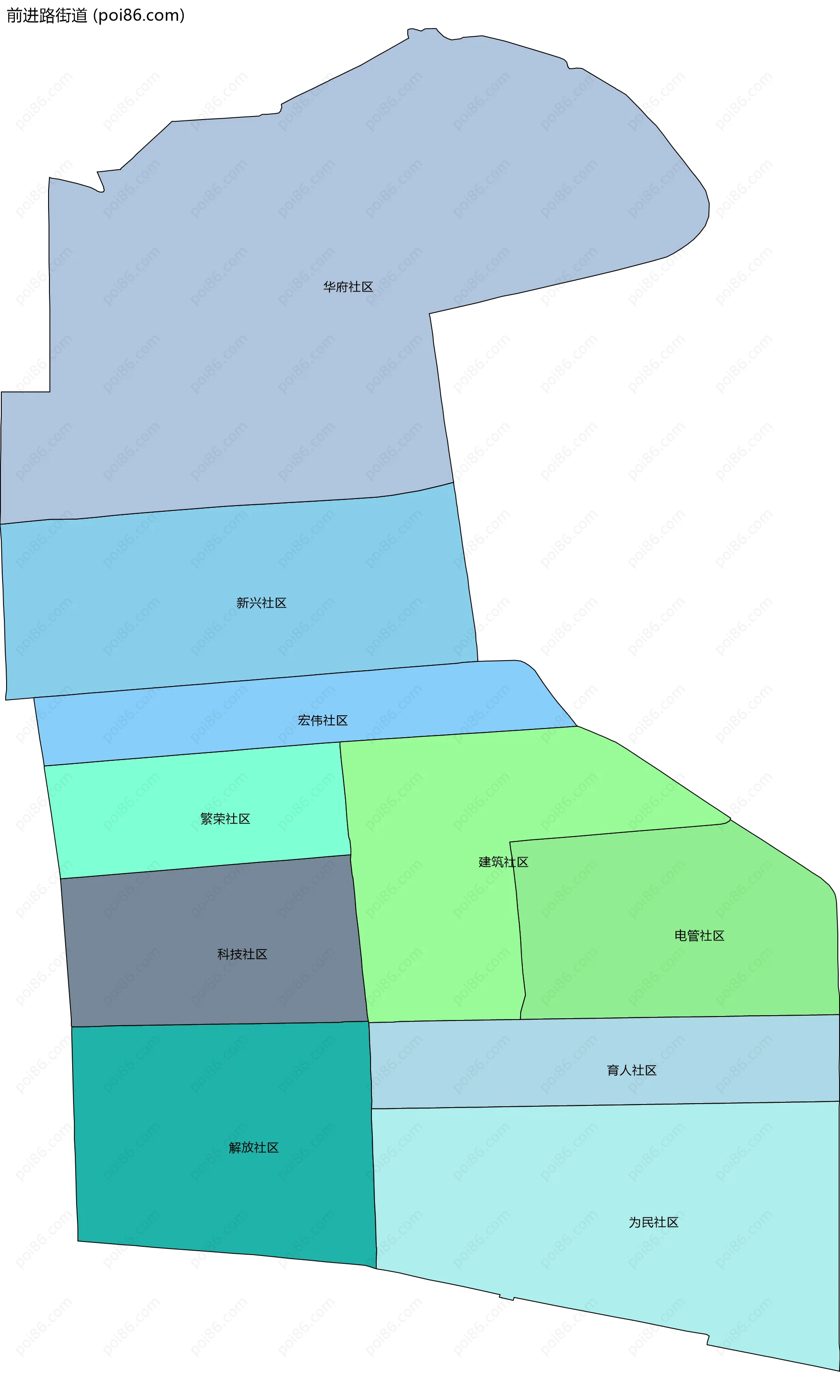 前进路街道边界地图(五级行政区划)