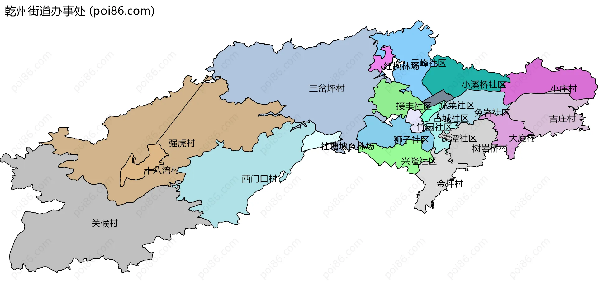 乾州街道办事处边界地图(五级行政区划)