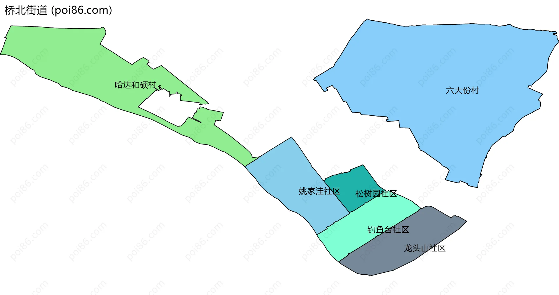 桥北街道边界地图(五级行政区划)