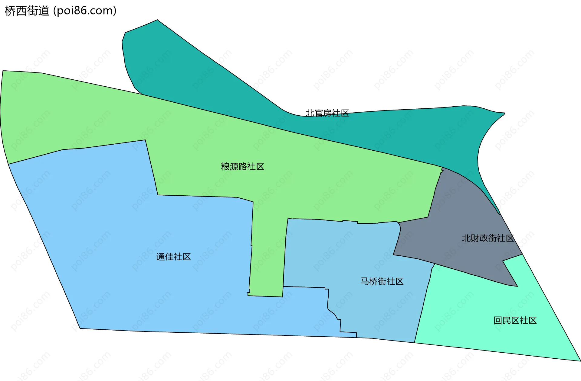 桥西街道边界地图(五级行政区划)