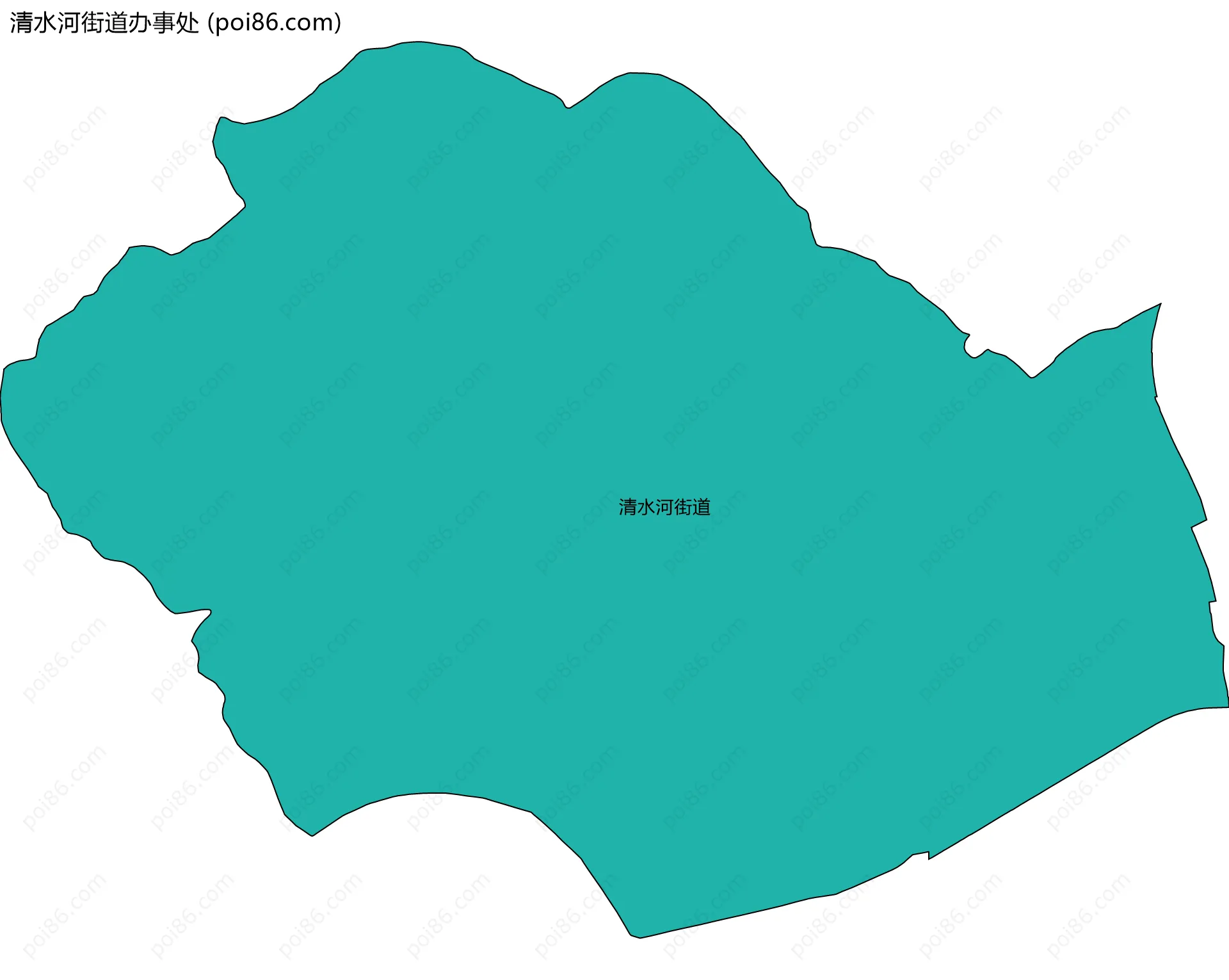 清水河街道办事处边界地图(五级行政区划)