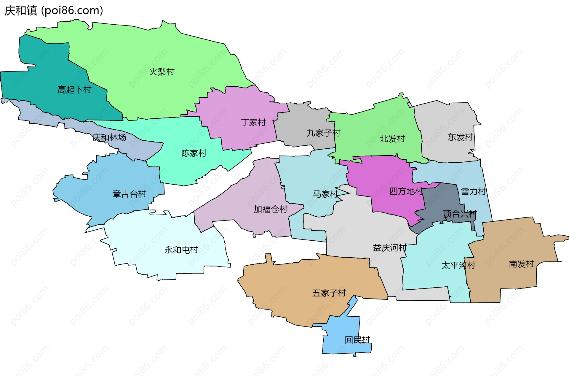 庆和镇边界地图(五级行政区划)