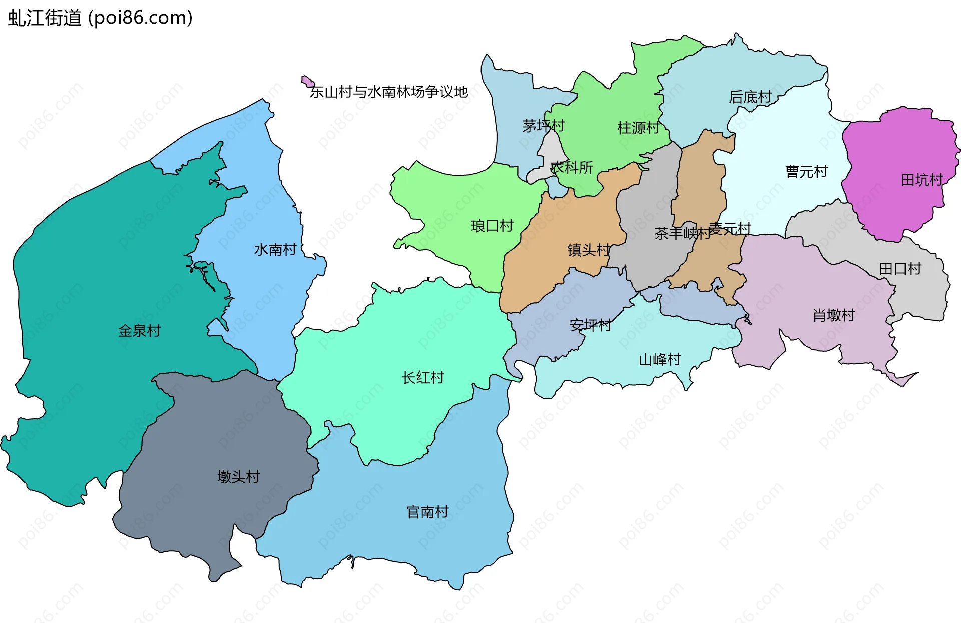 虬江街道边界地图(五级行政区划)