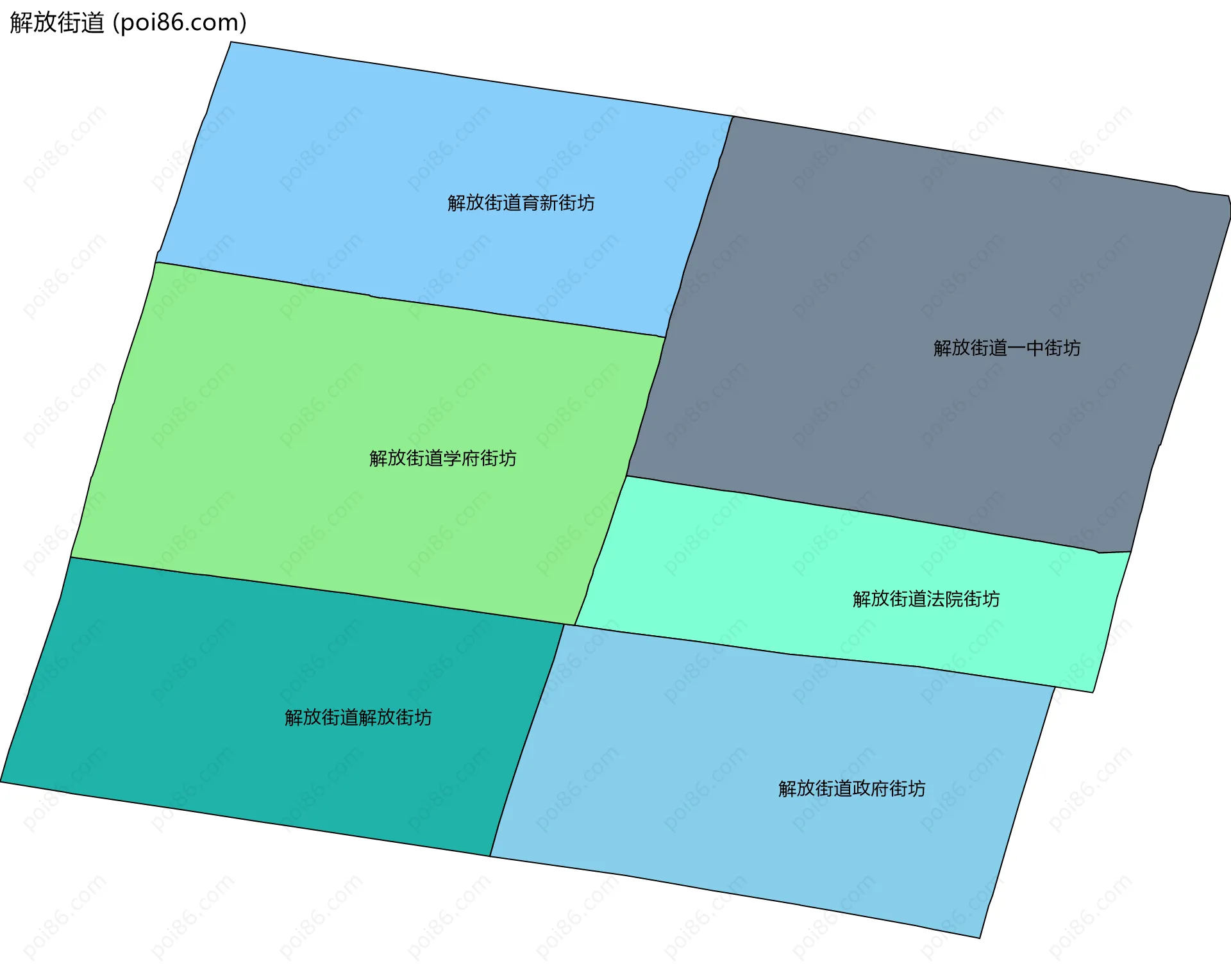 解放街道边界地图(五级行政区划)