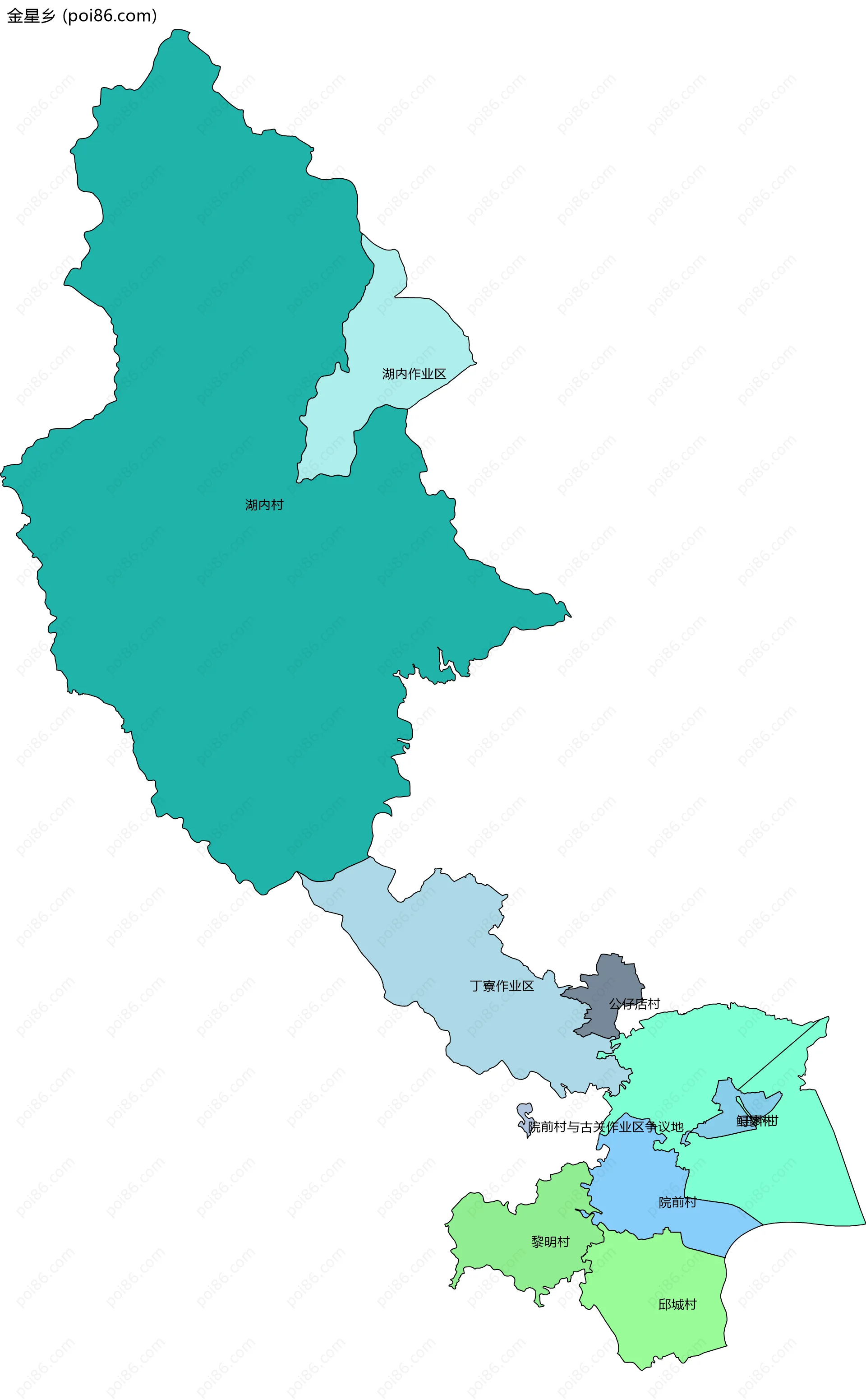 金星乡边界地图(五级行政区划)
