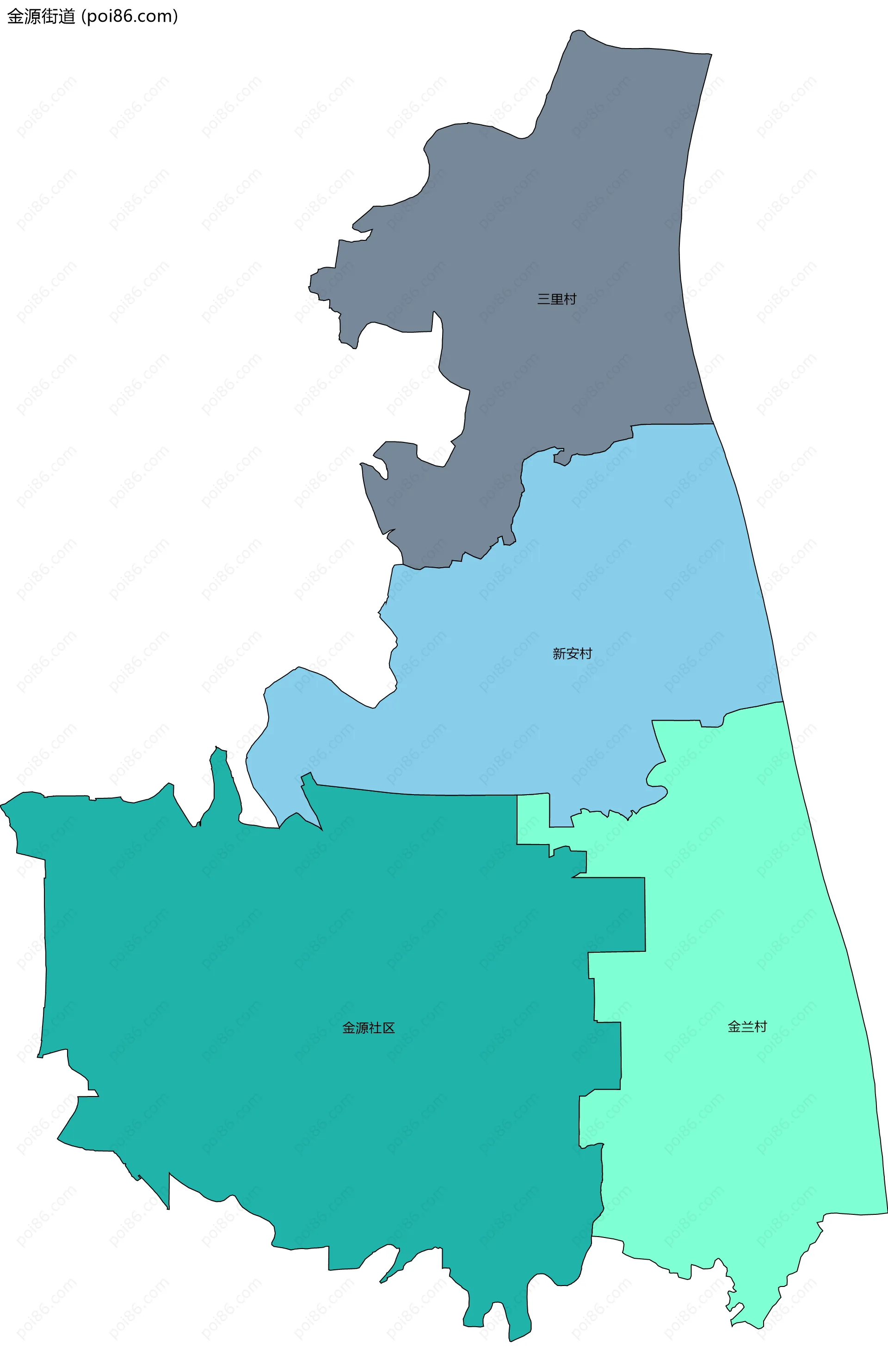 金源街道边界地图(五级行政区划)
