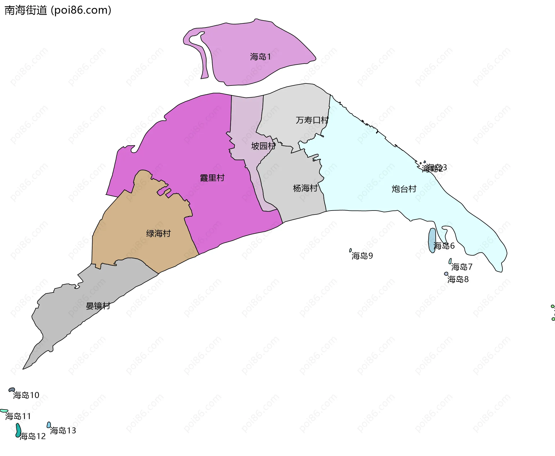 南海街道边界地图(五级行政区划)
