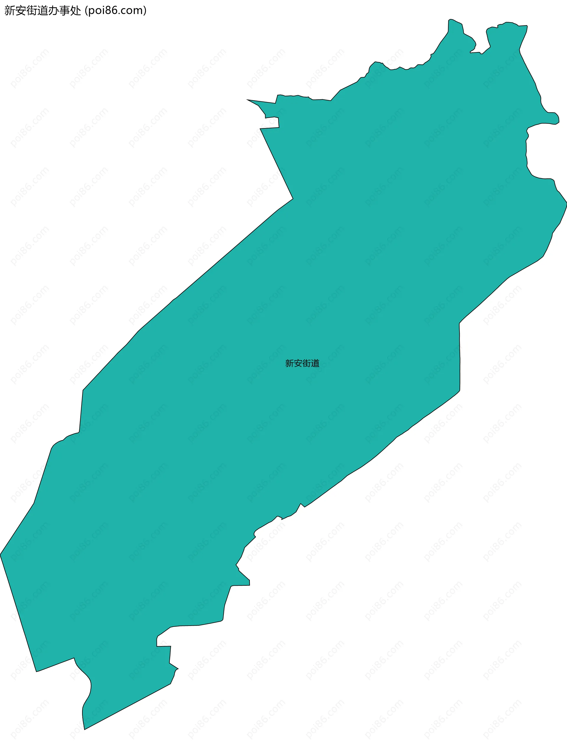 新安街道办事处边界地图(五级行政区划)