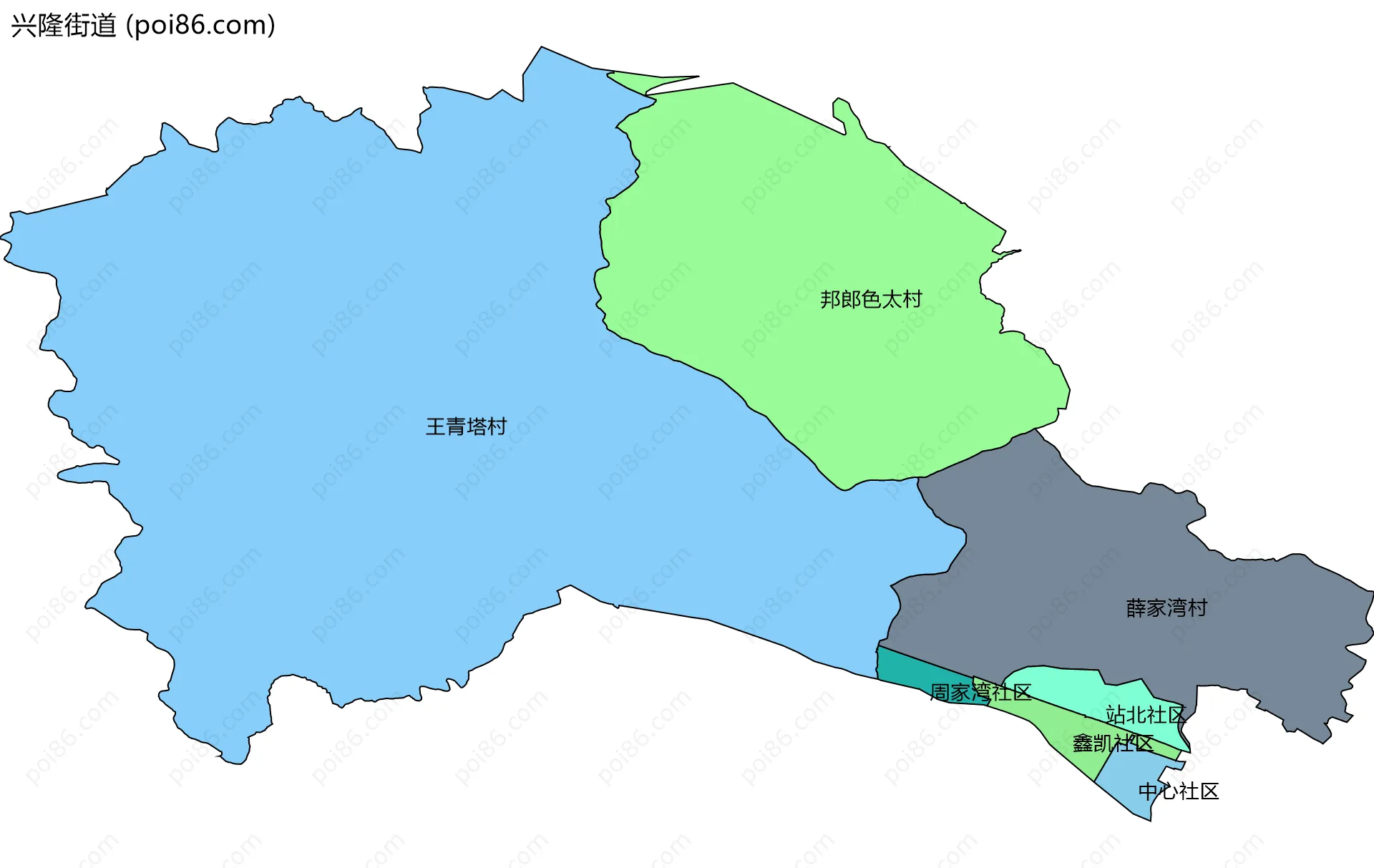 兴隆街道边界地图(五级行政区划)