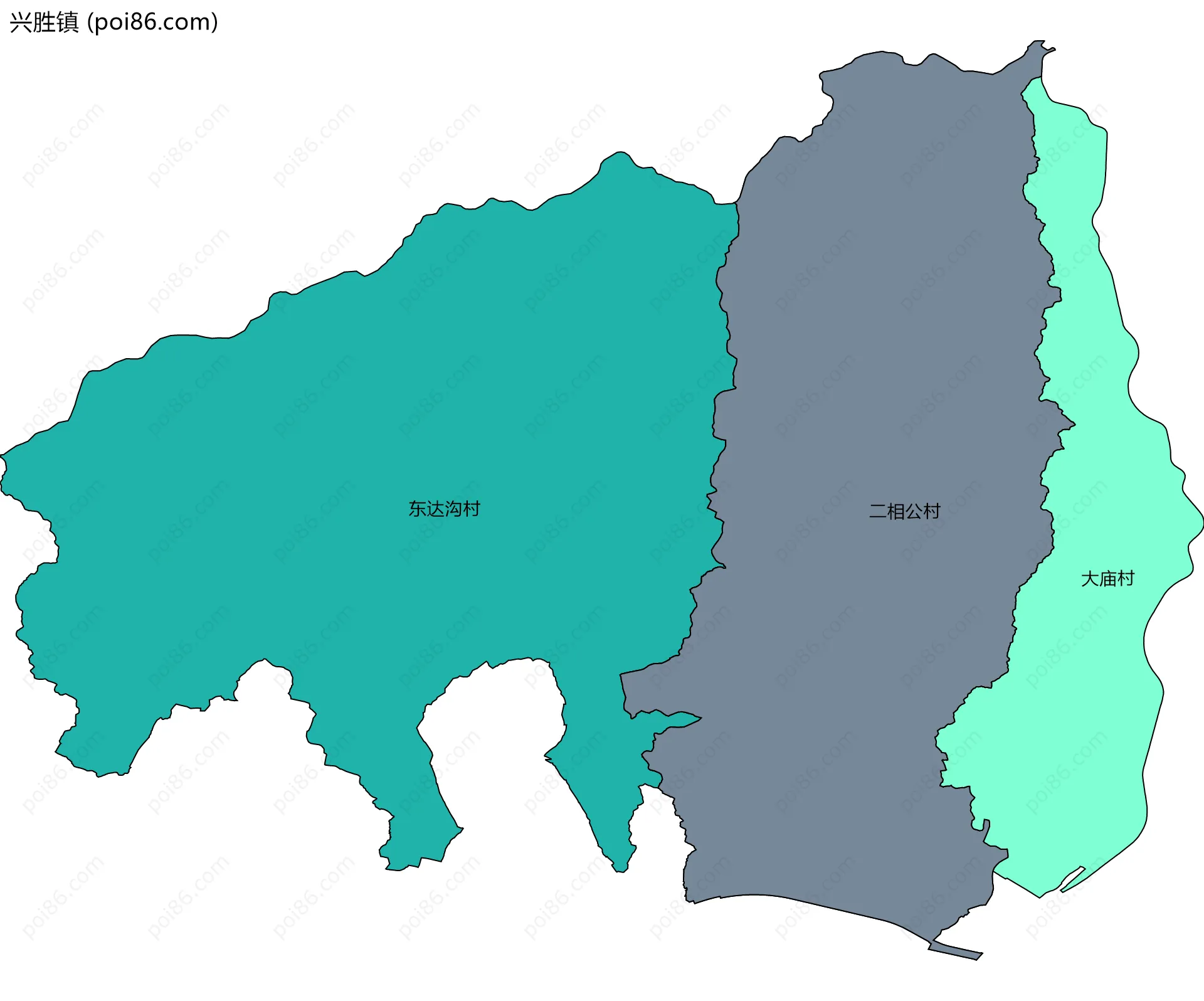 兴胜镇边界地图(五级行政区划)