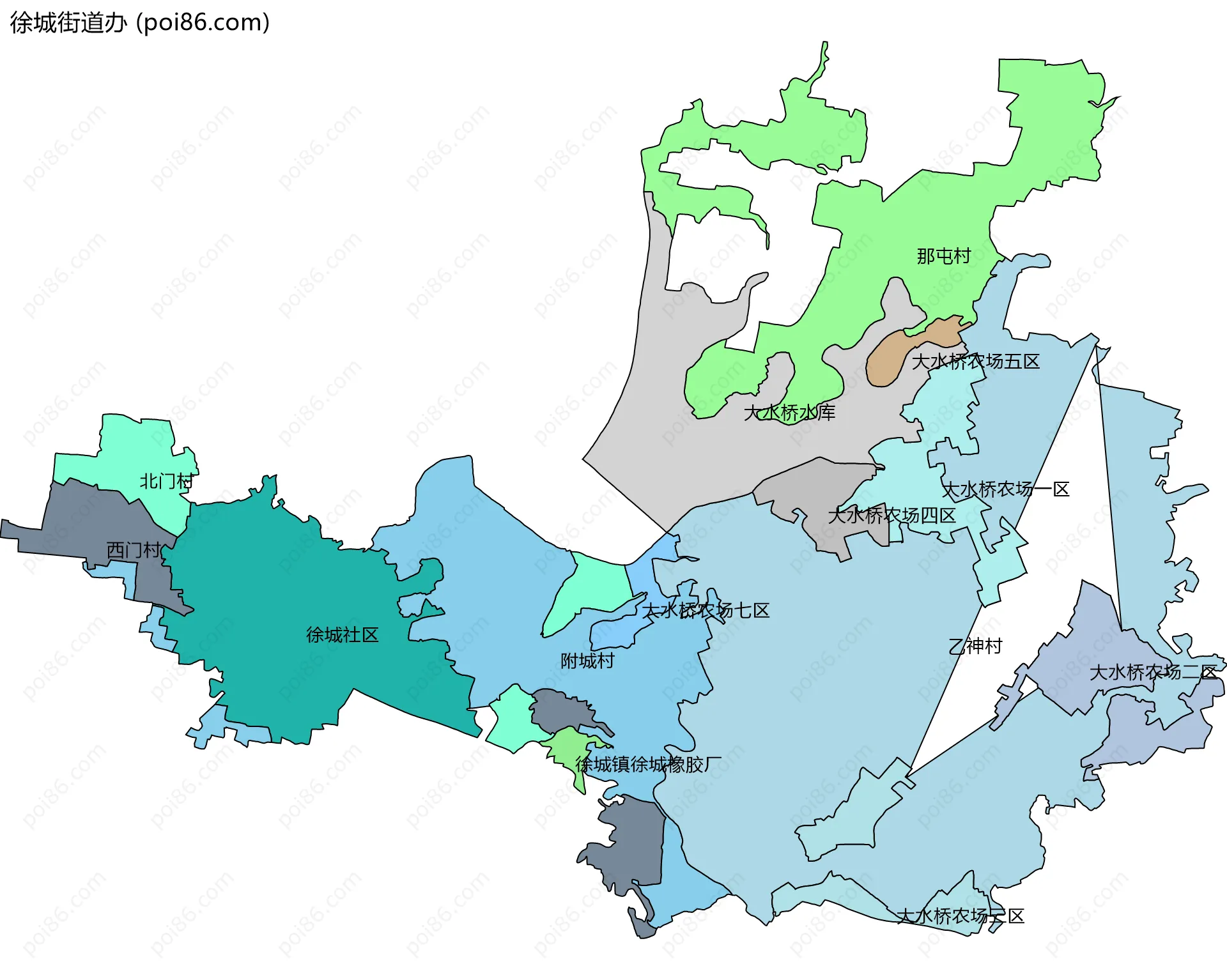 徐城街道办边界地图(五级行政区划)
