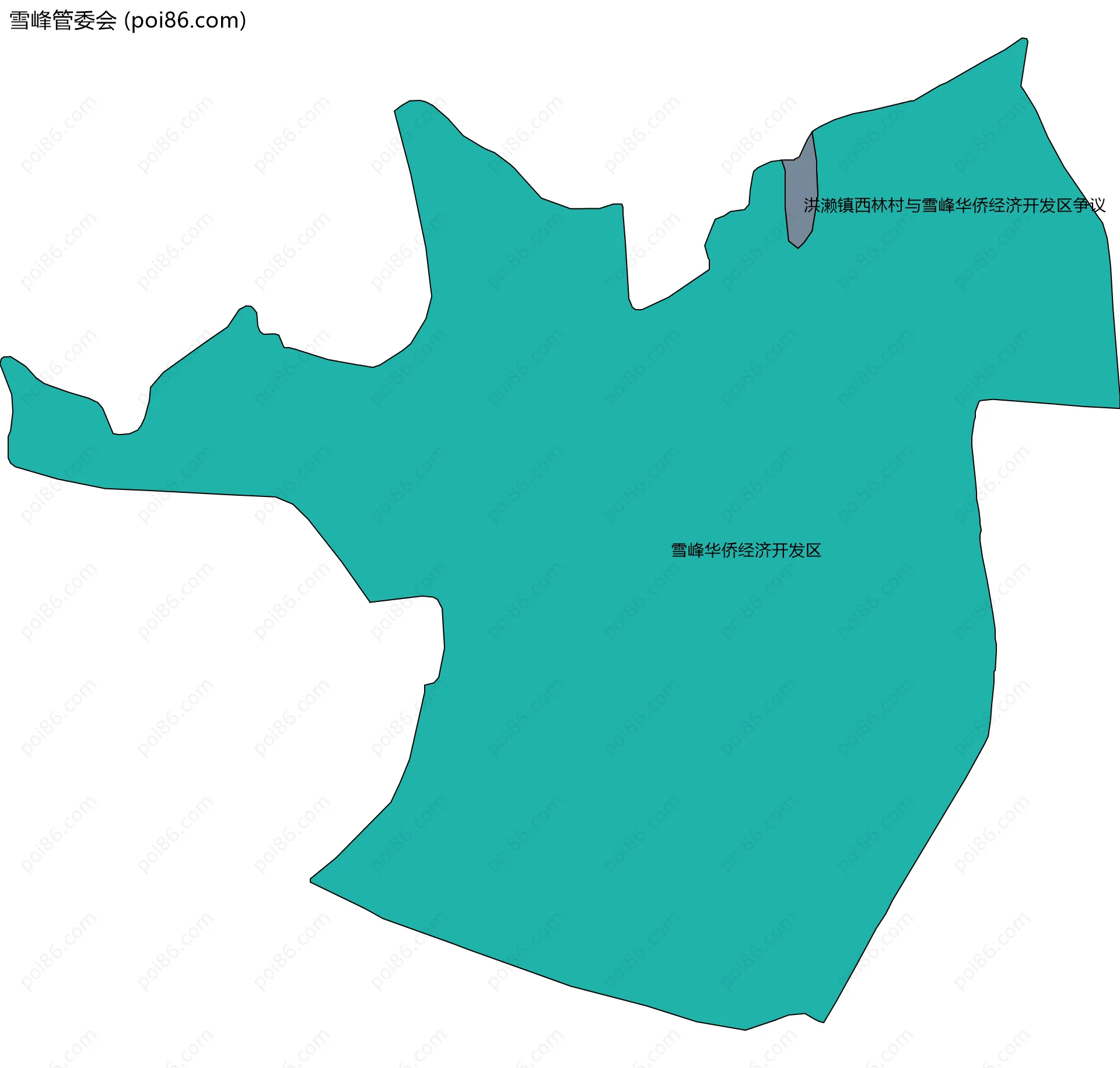 雪峰管委会边界地图(五级行政区划)