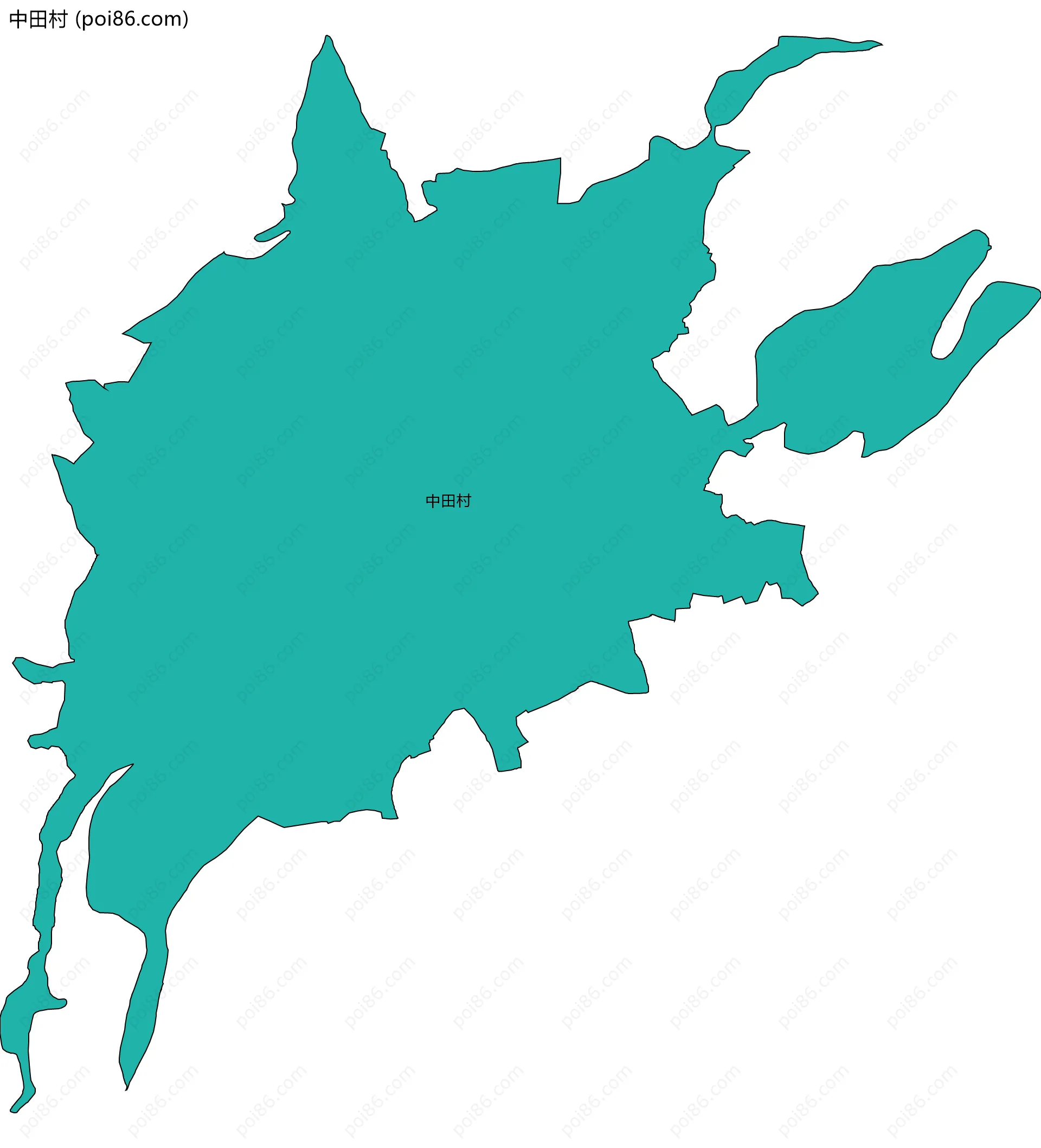 中田村边界地图