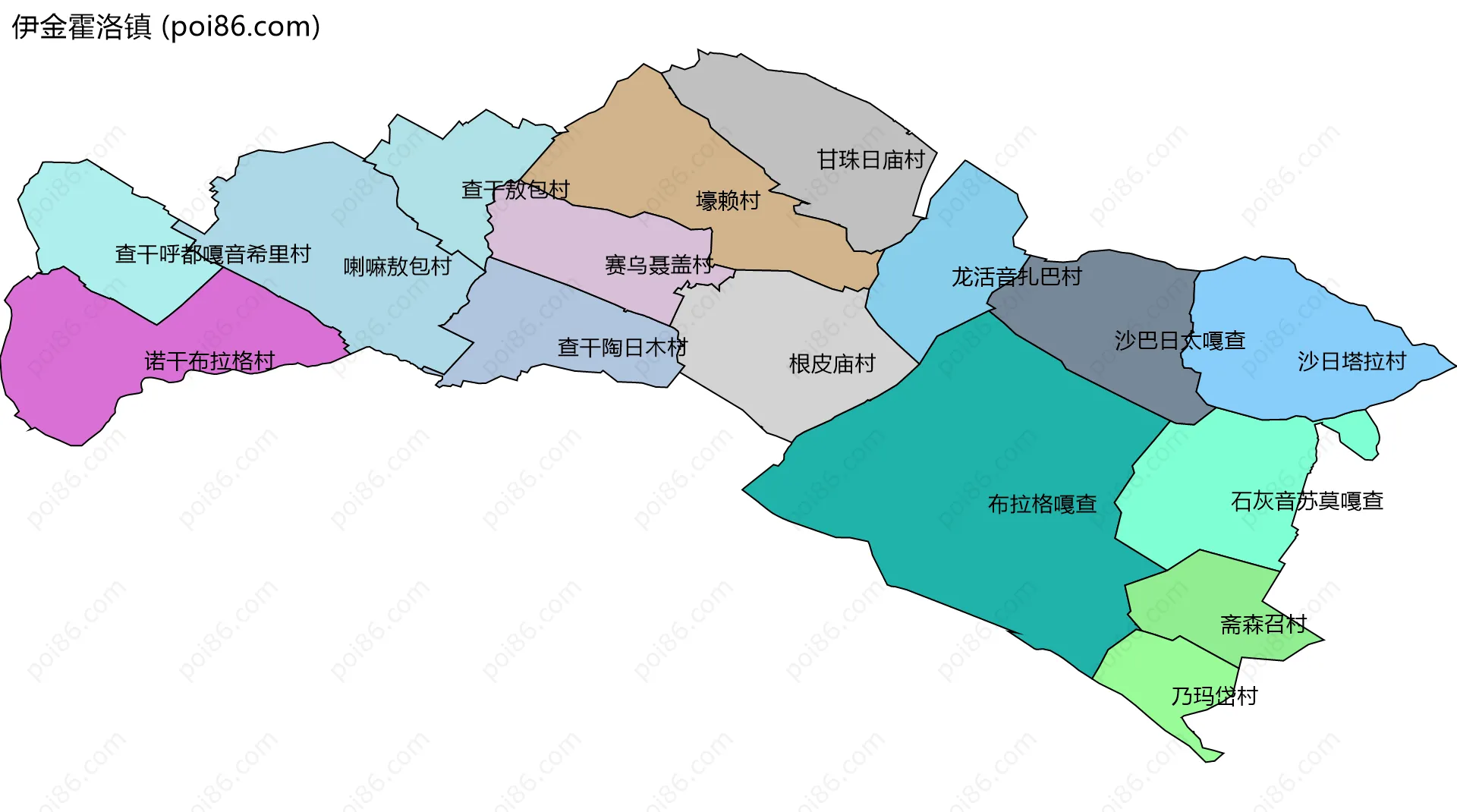 伊金霍洛镇边界地图(五级行政区划)