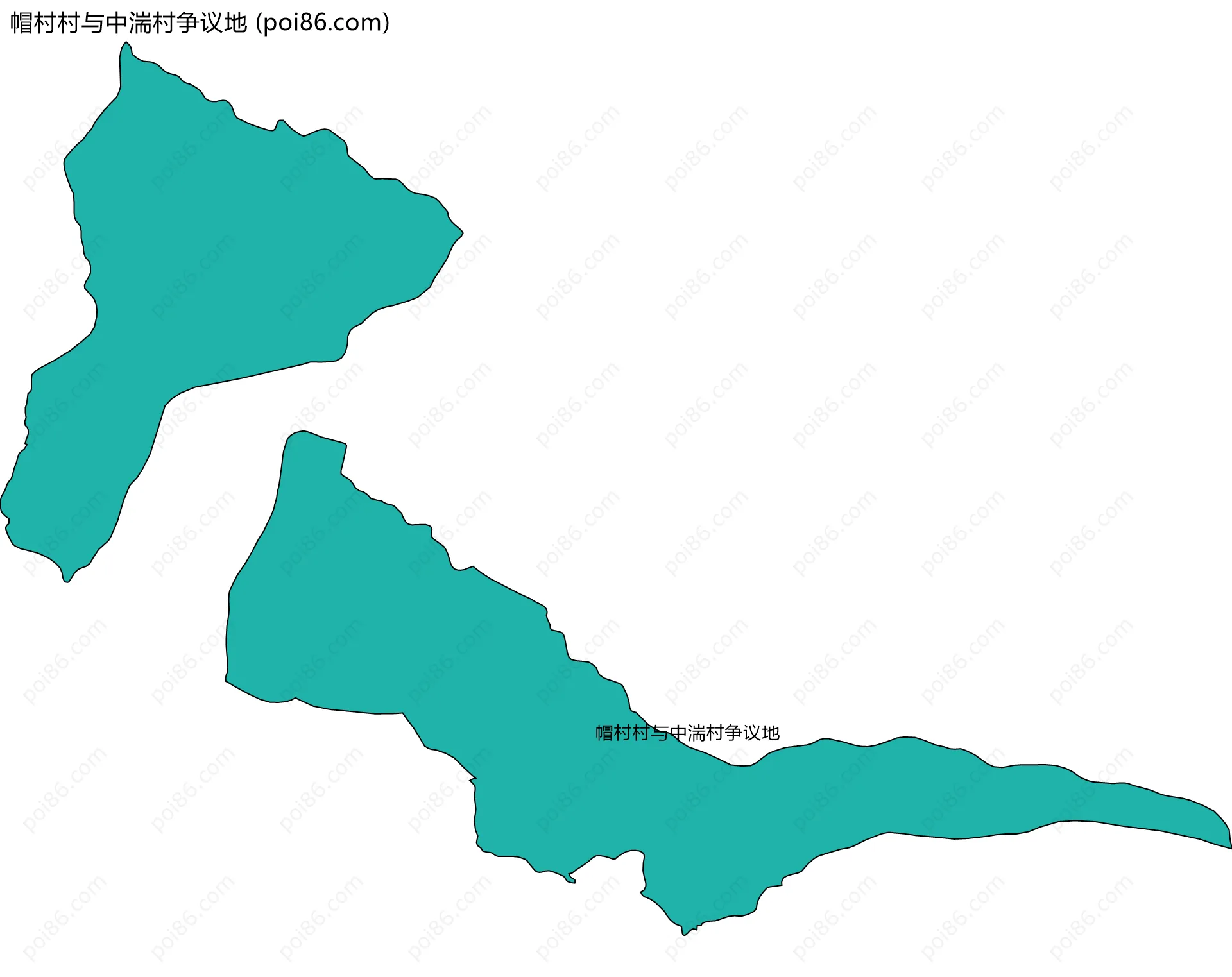帽村村与中湍村争议地边界地图