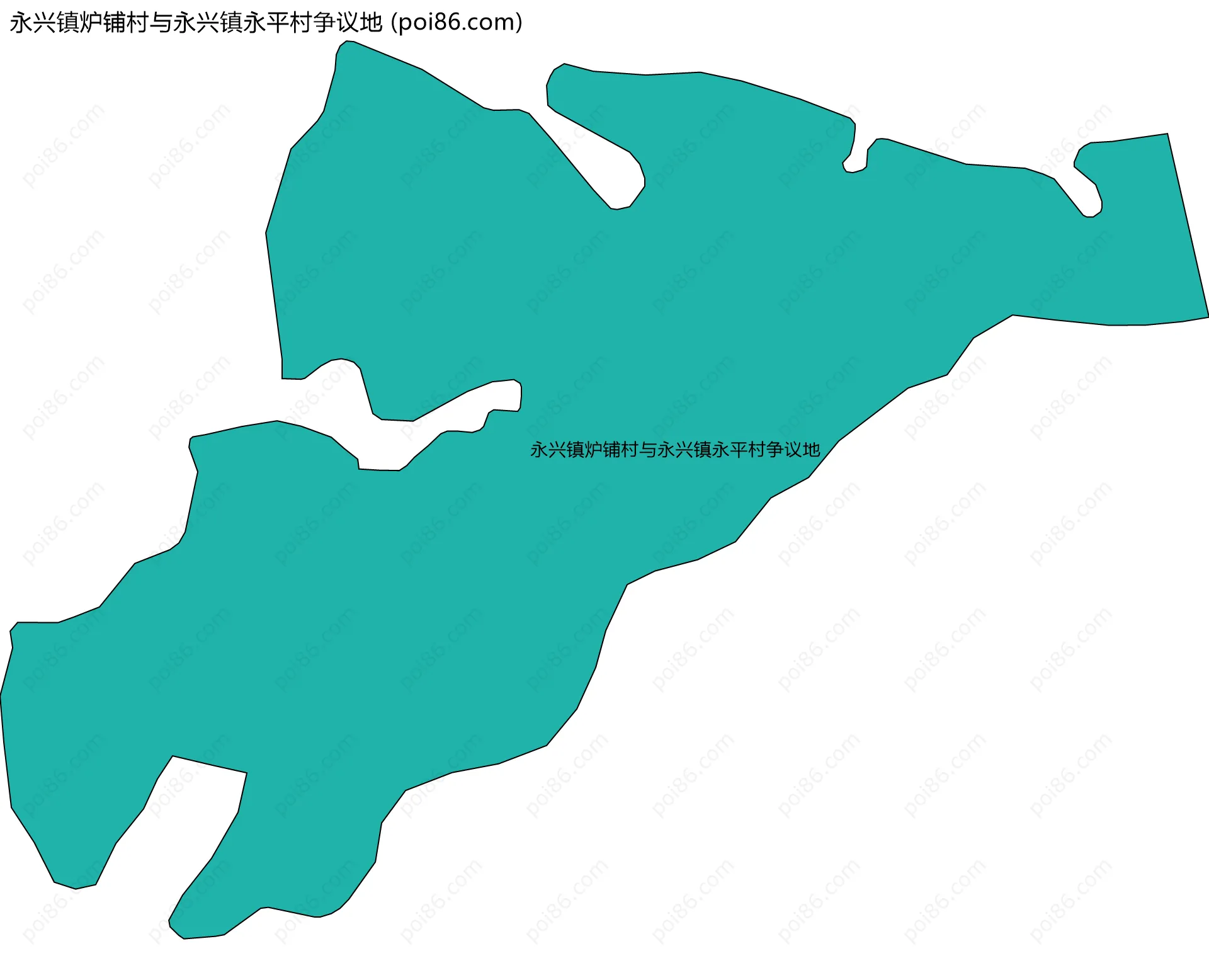 永兴镇炉铺村与永兴镇永平村争议地边界地图