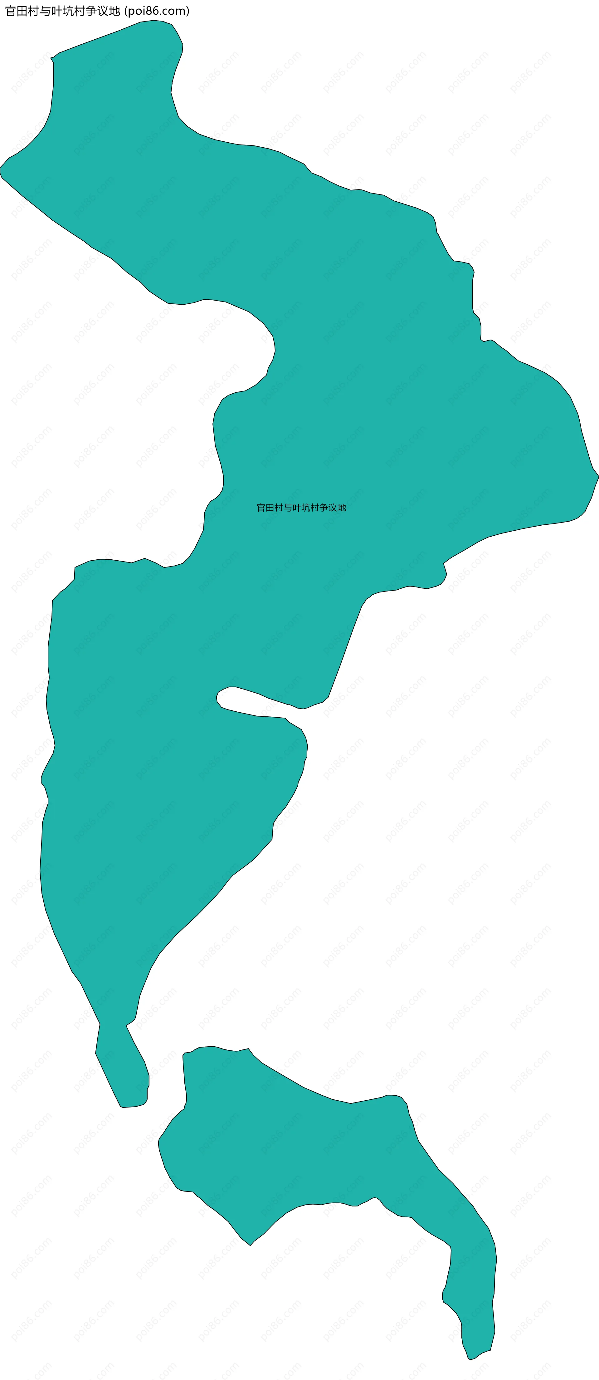 官田村与叶坑村争议地边界地图