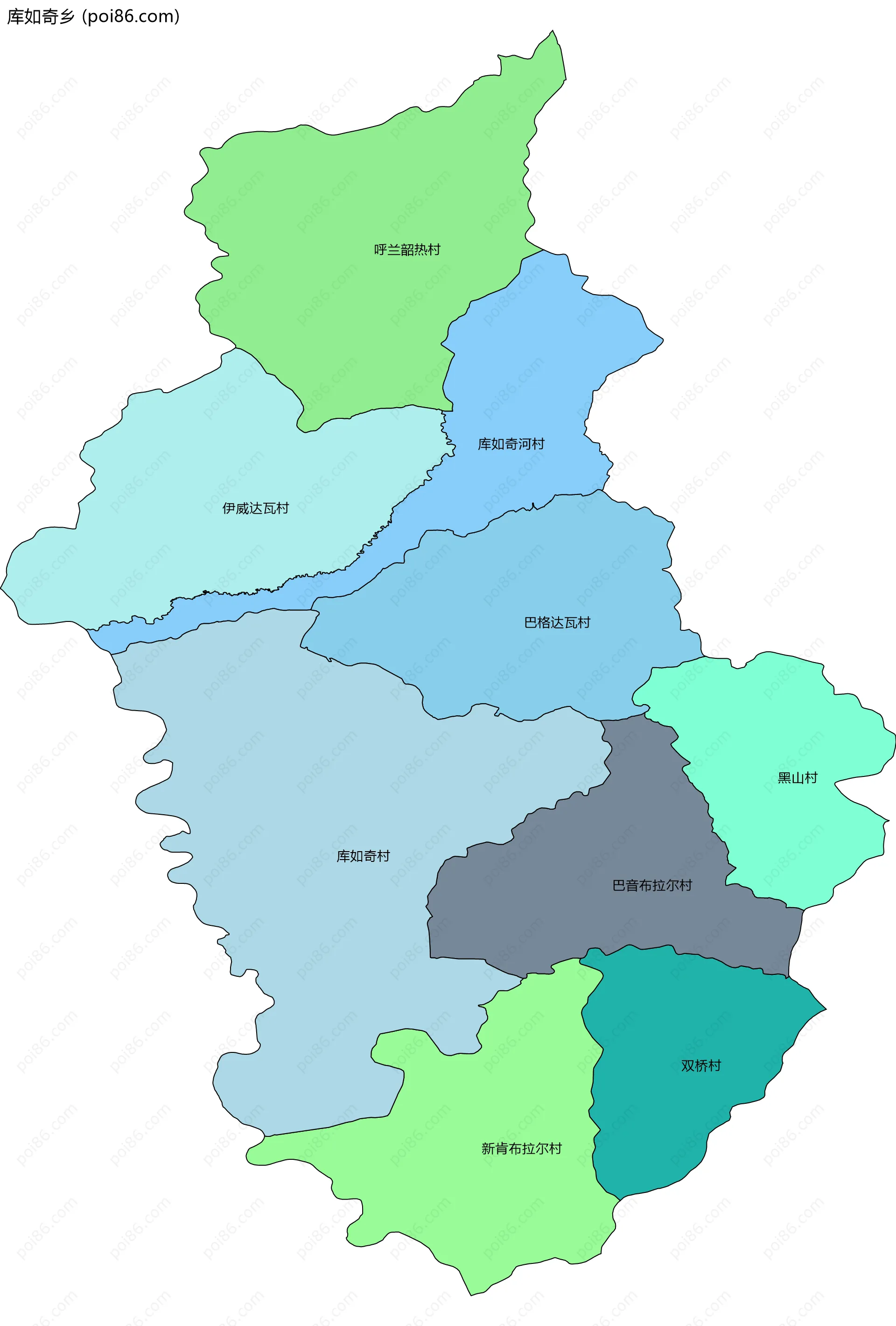 库如奇乡边界地图(五级行政区划)