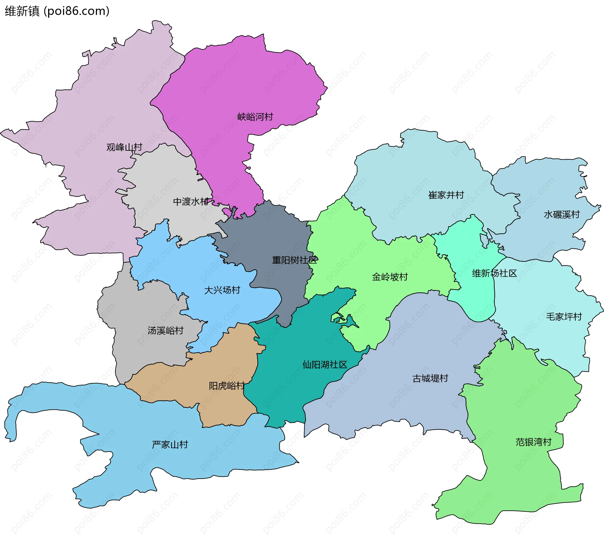 维新镇边界地图(五级行政区划)