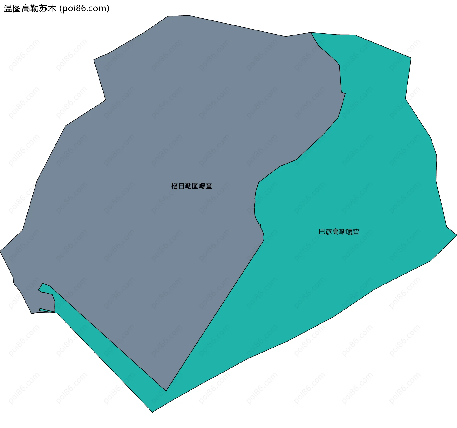 温图高勒苏木边界地图(五级行政区划)