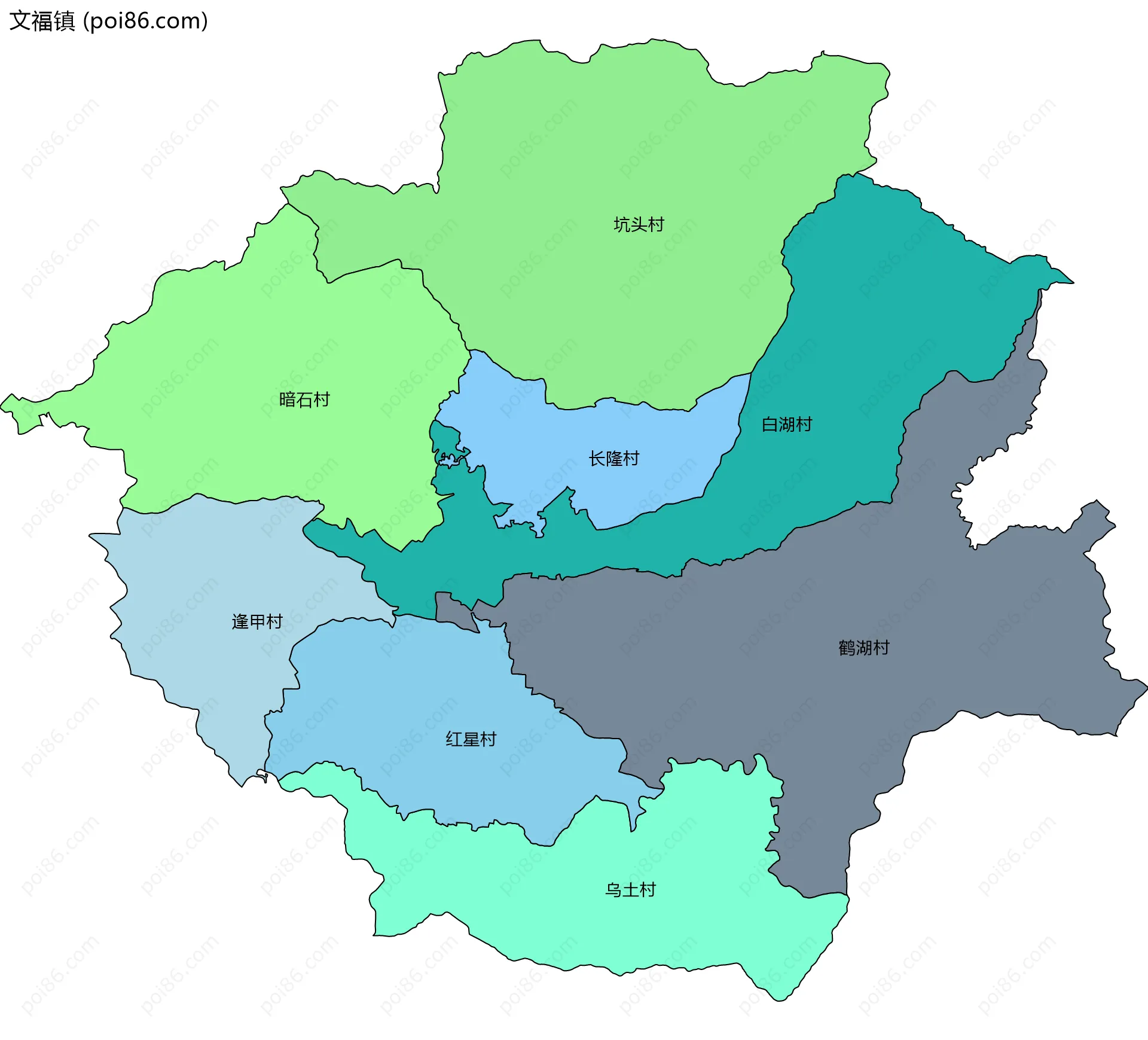 文福镇边界地图(五级行政区划)