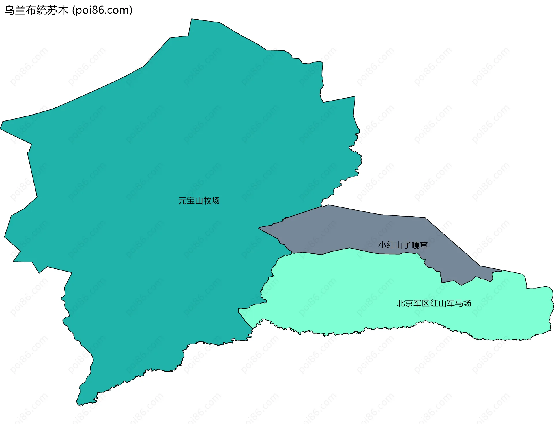 乌兰布统苏木边界地图(五级行政区划)