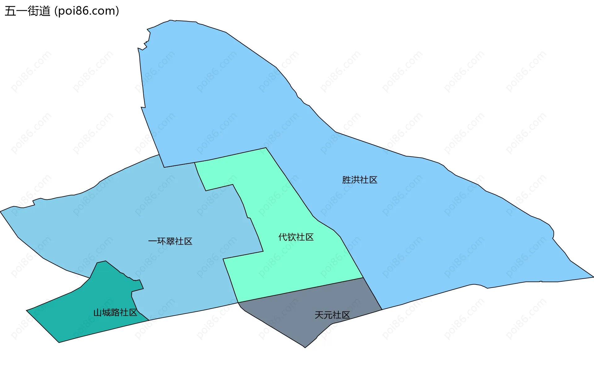 五一街道边界地图(五级行政区划)