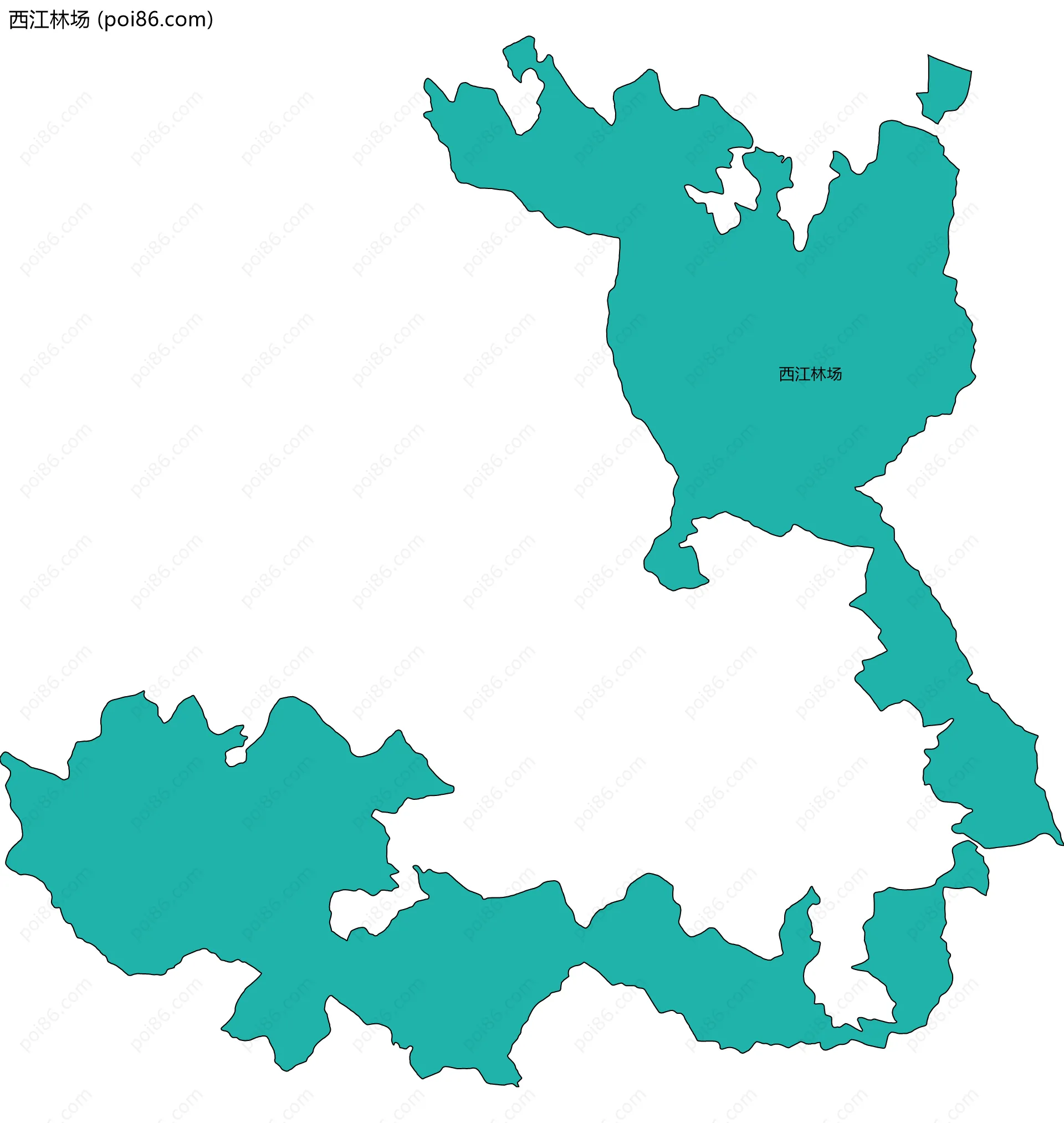 西江林场边界地图(五级行政区划)