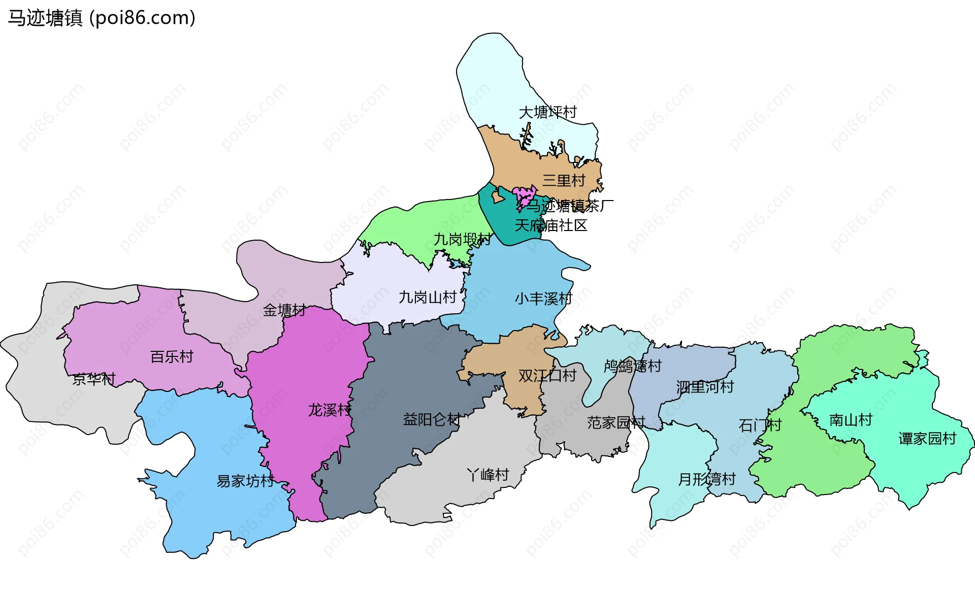 马迹塘镇边界地图(五级行政区划)
