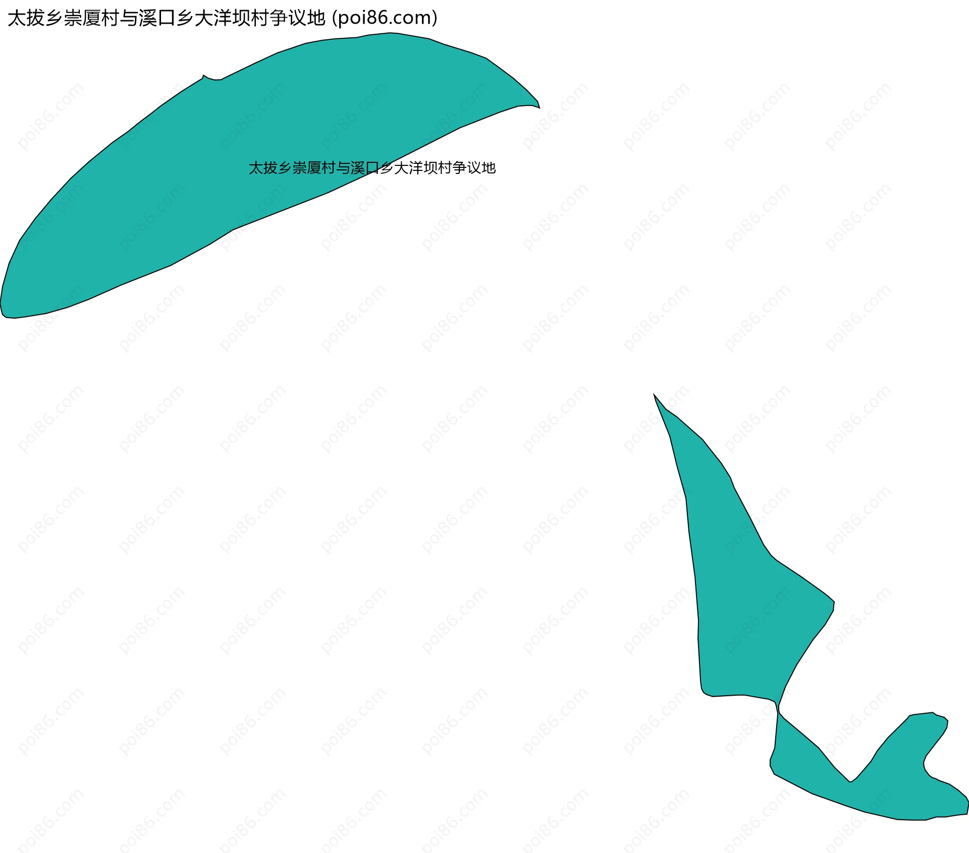 太拔乡崇厦村与溪口乡大洋坝村争议地边界地图