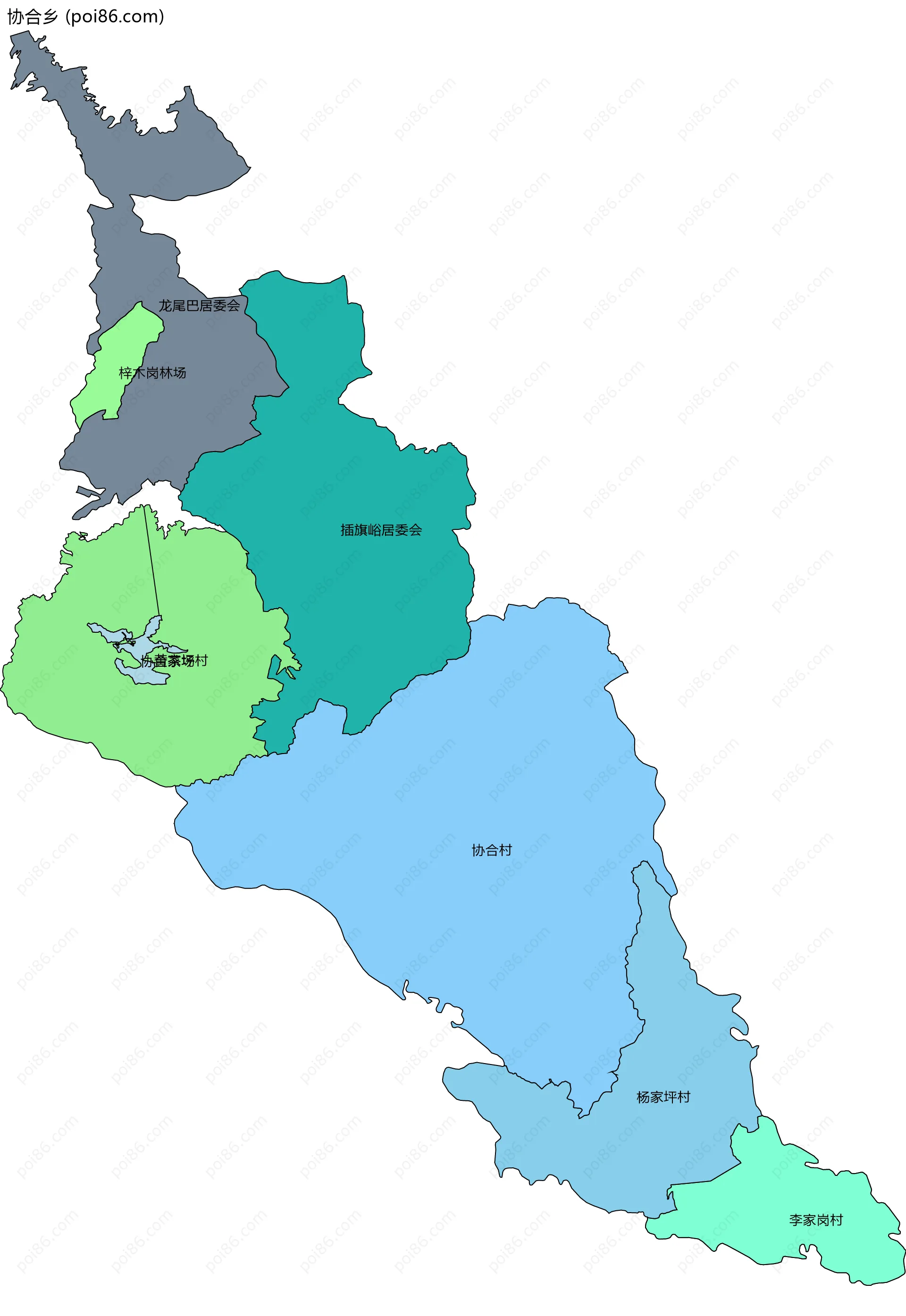 协合乡边界地图(五级行政区划)