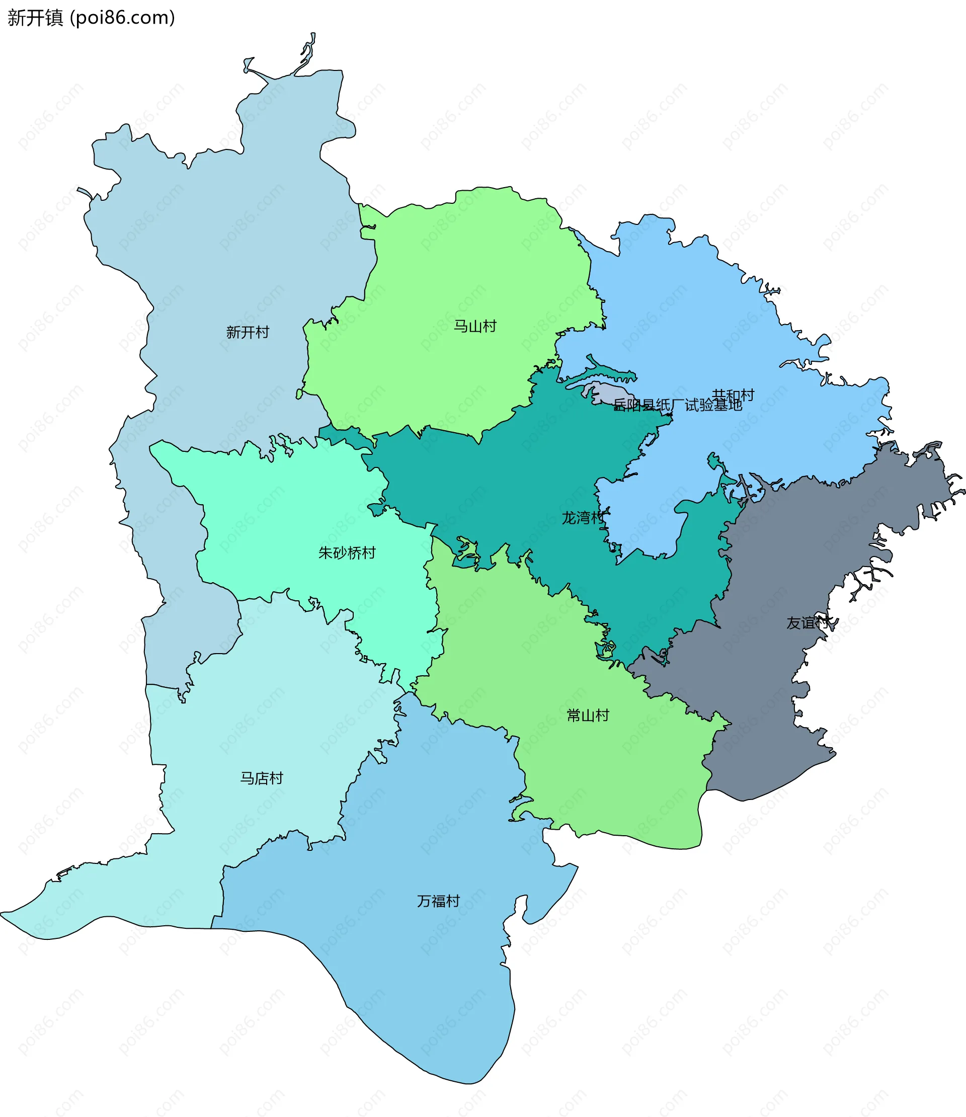 新开镇边界地图(五级行政区划)
