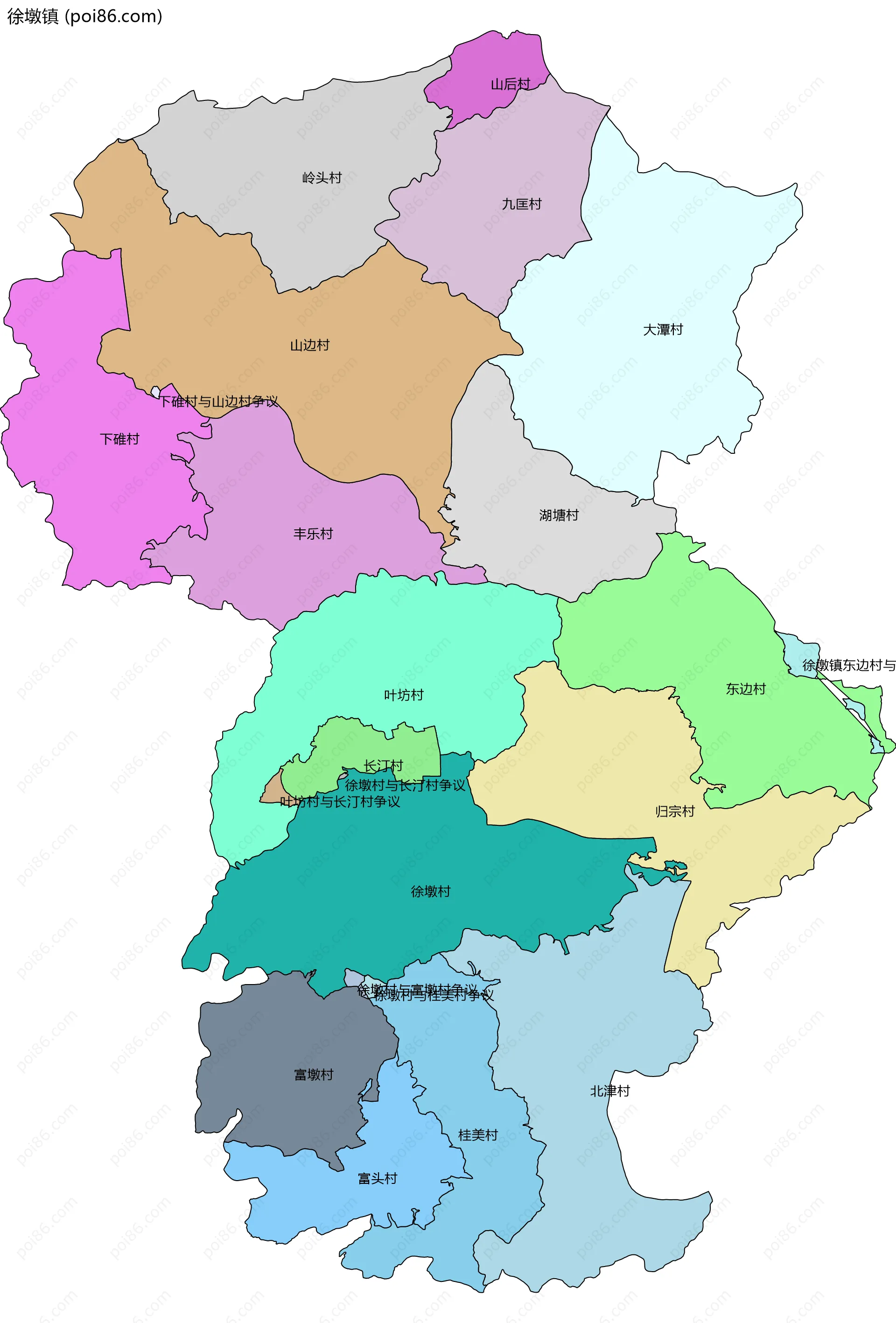 徐墩镇边界地图(五级行政区划)