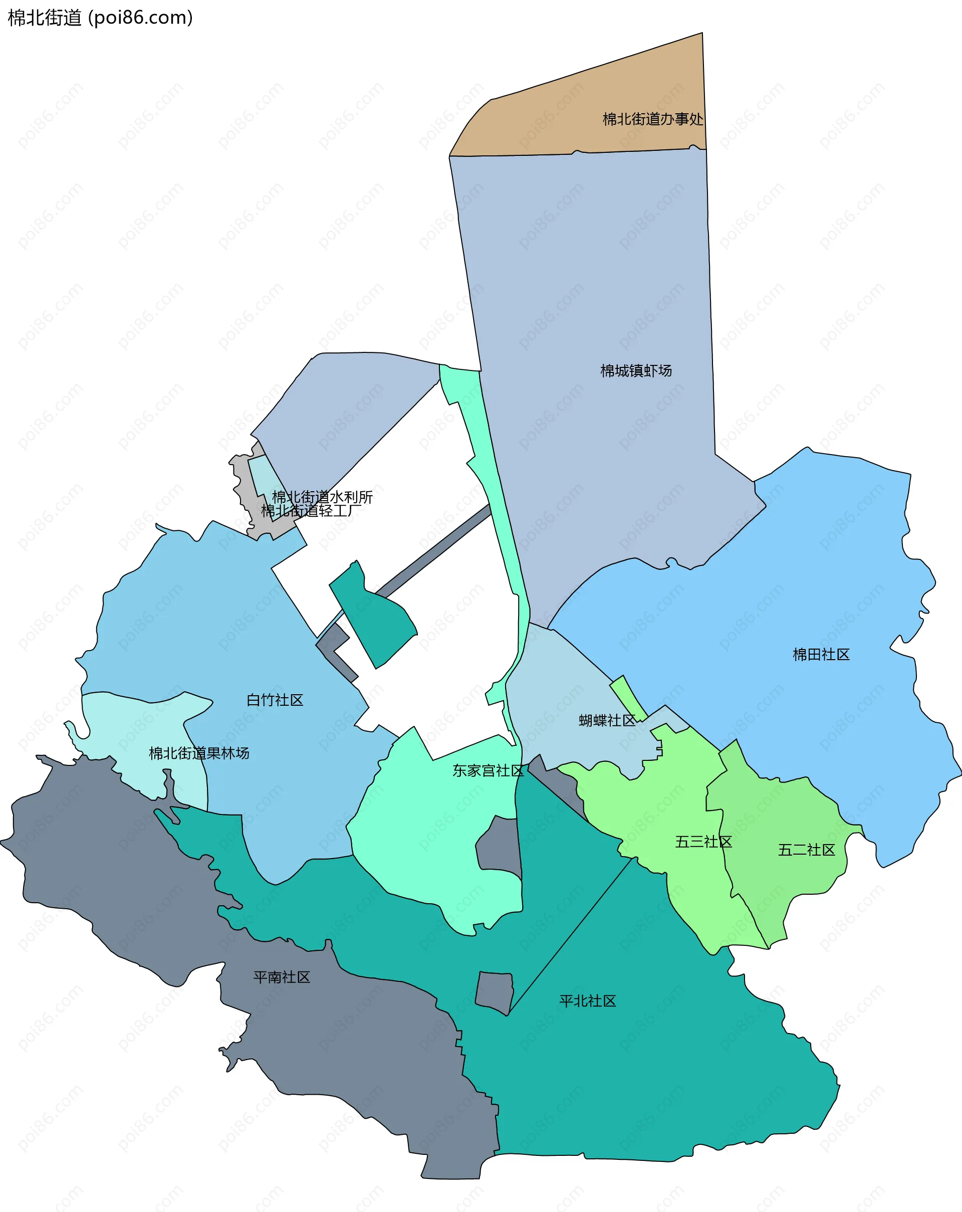 棉北街道边界地图(五级行政区划)
