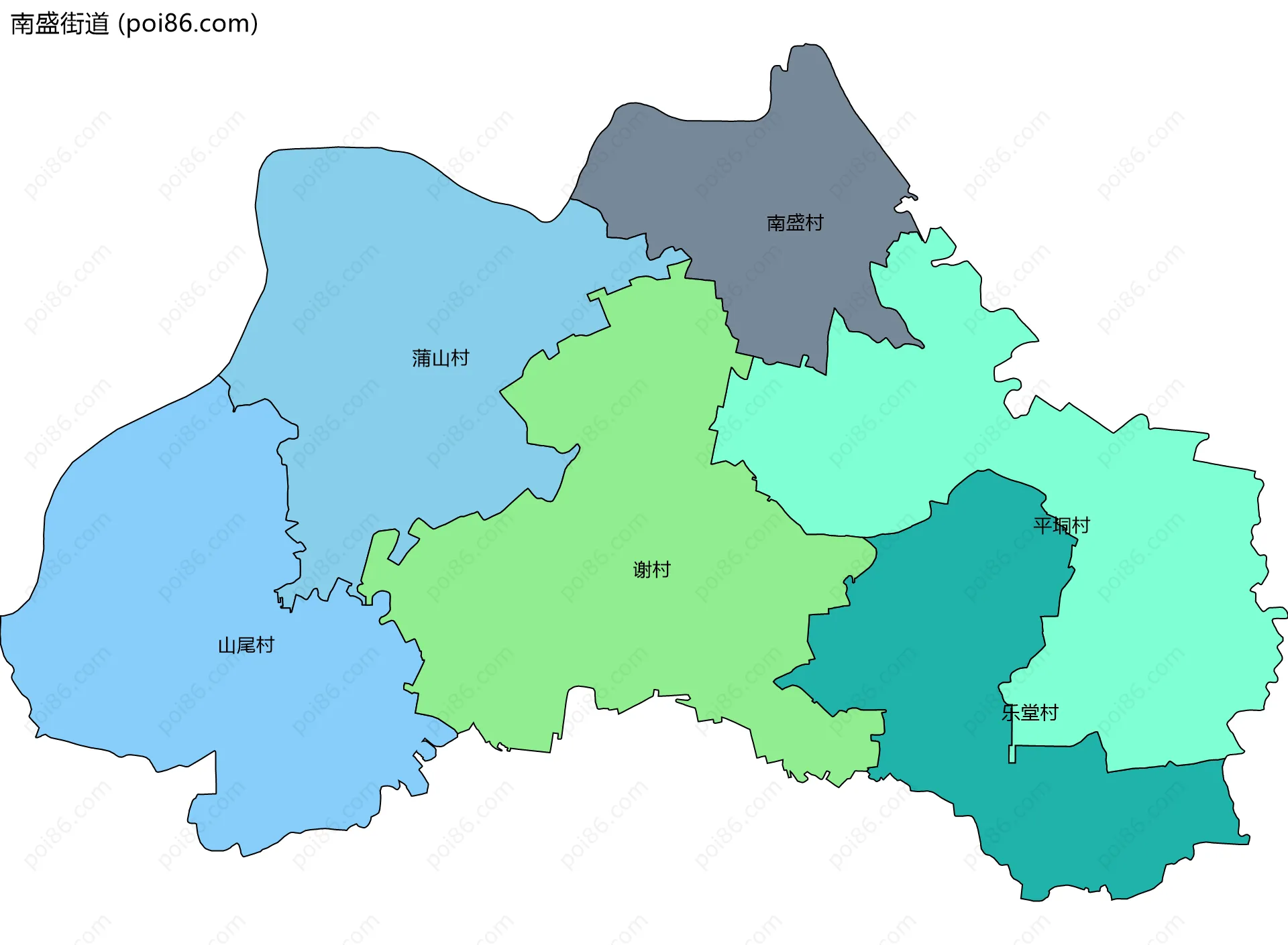 南盛街道边界地图(五级行政区划)