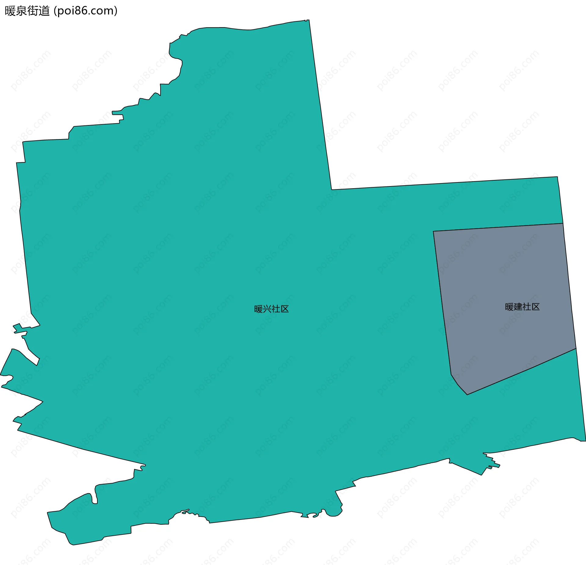 暖泉街道边界地图(五级行政区划)