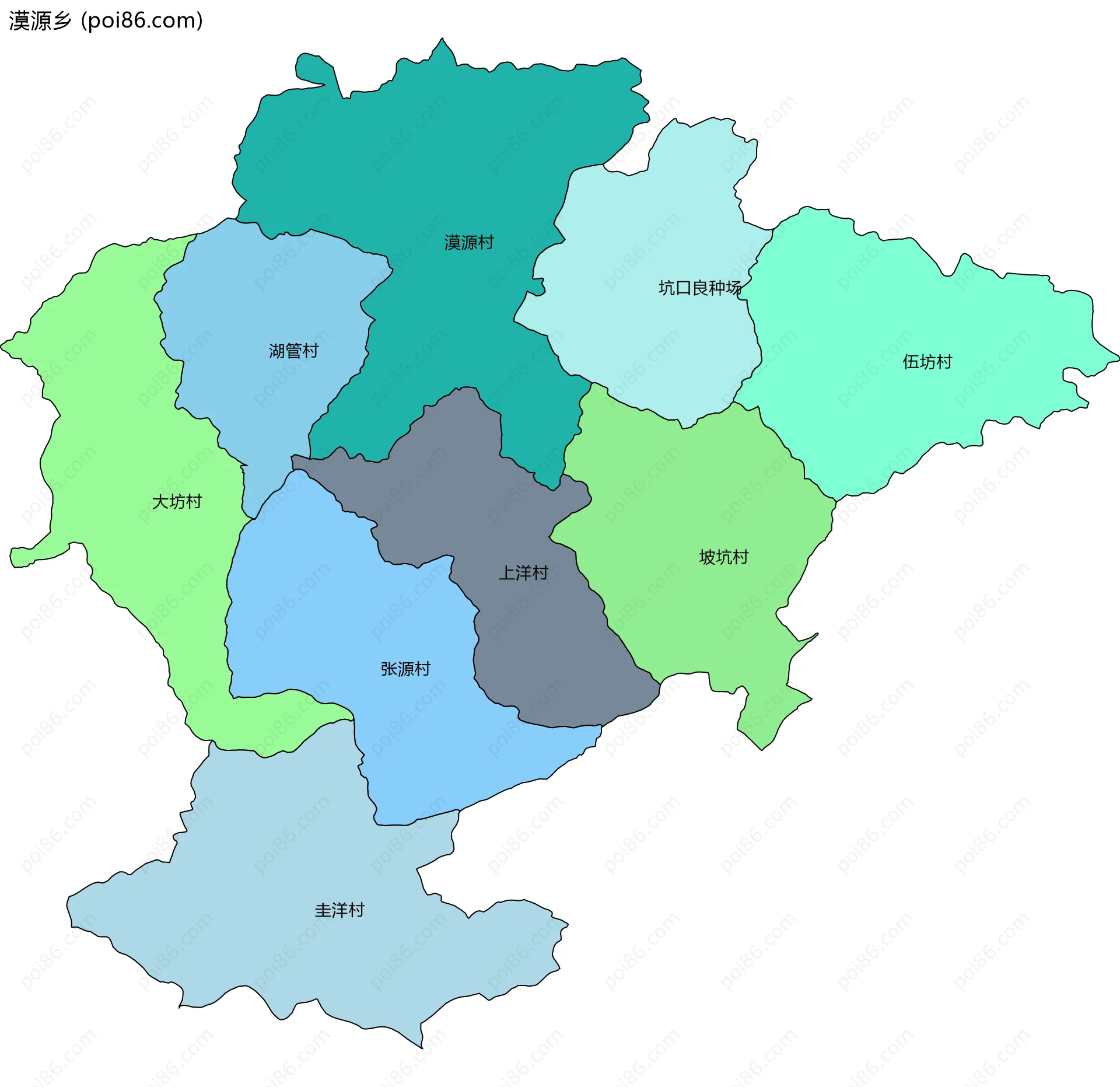 漠源乡边界地图(五级行政区划)