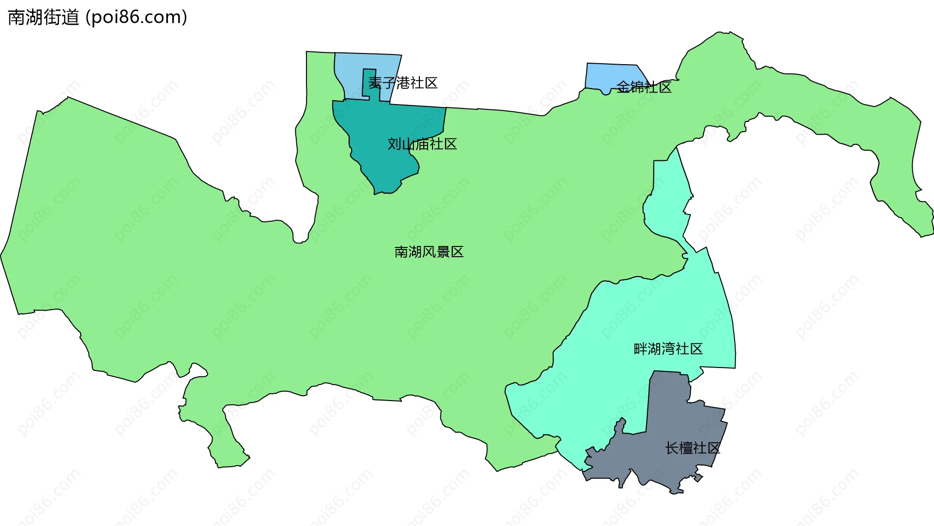 南湖街道边界地图(五级行政区划)