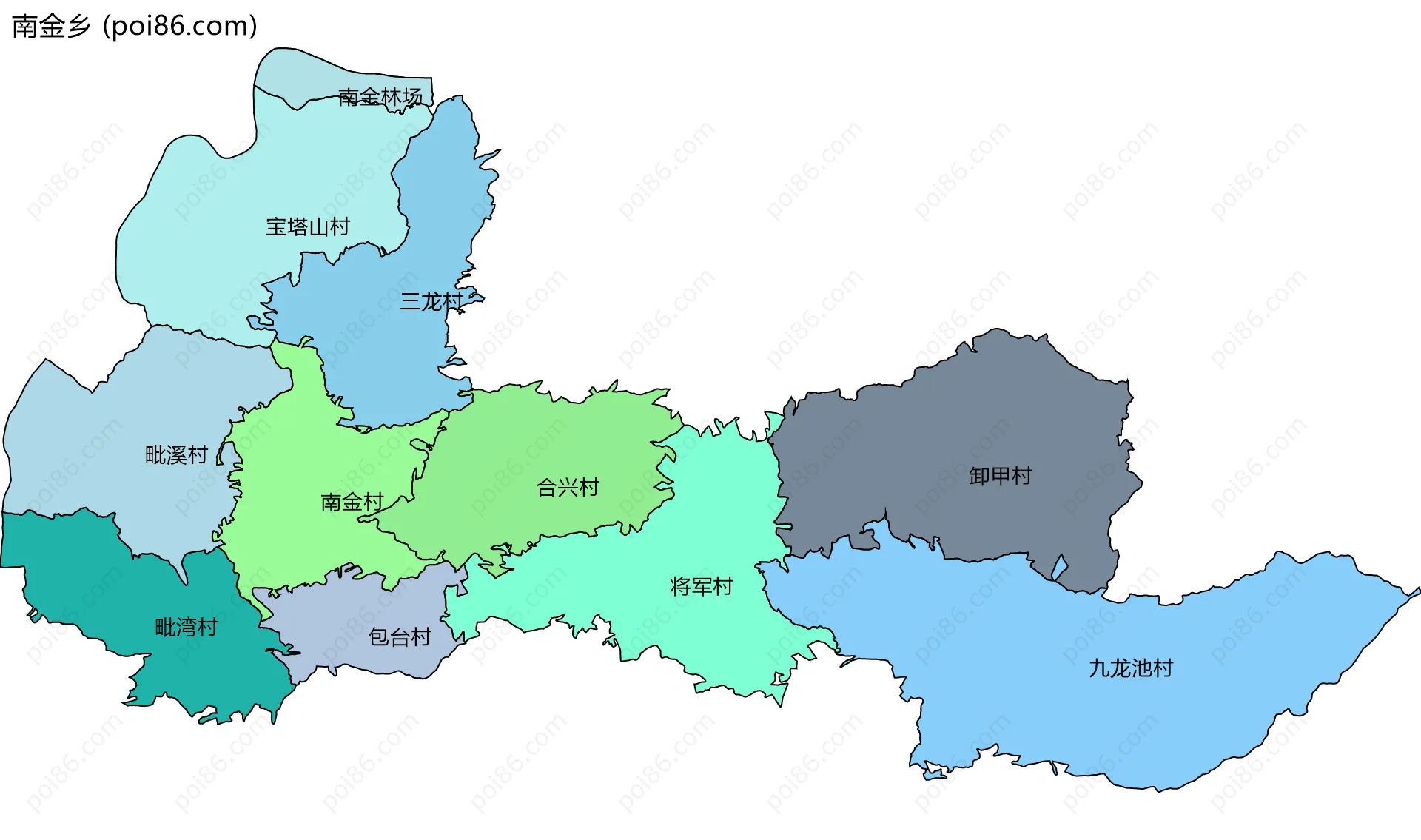 南金乡边界地图(五级行政区划)