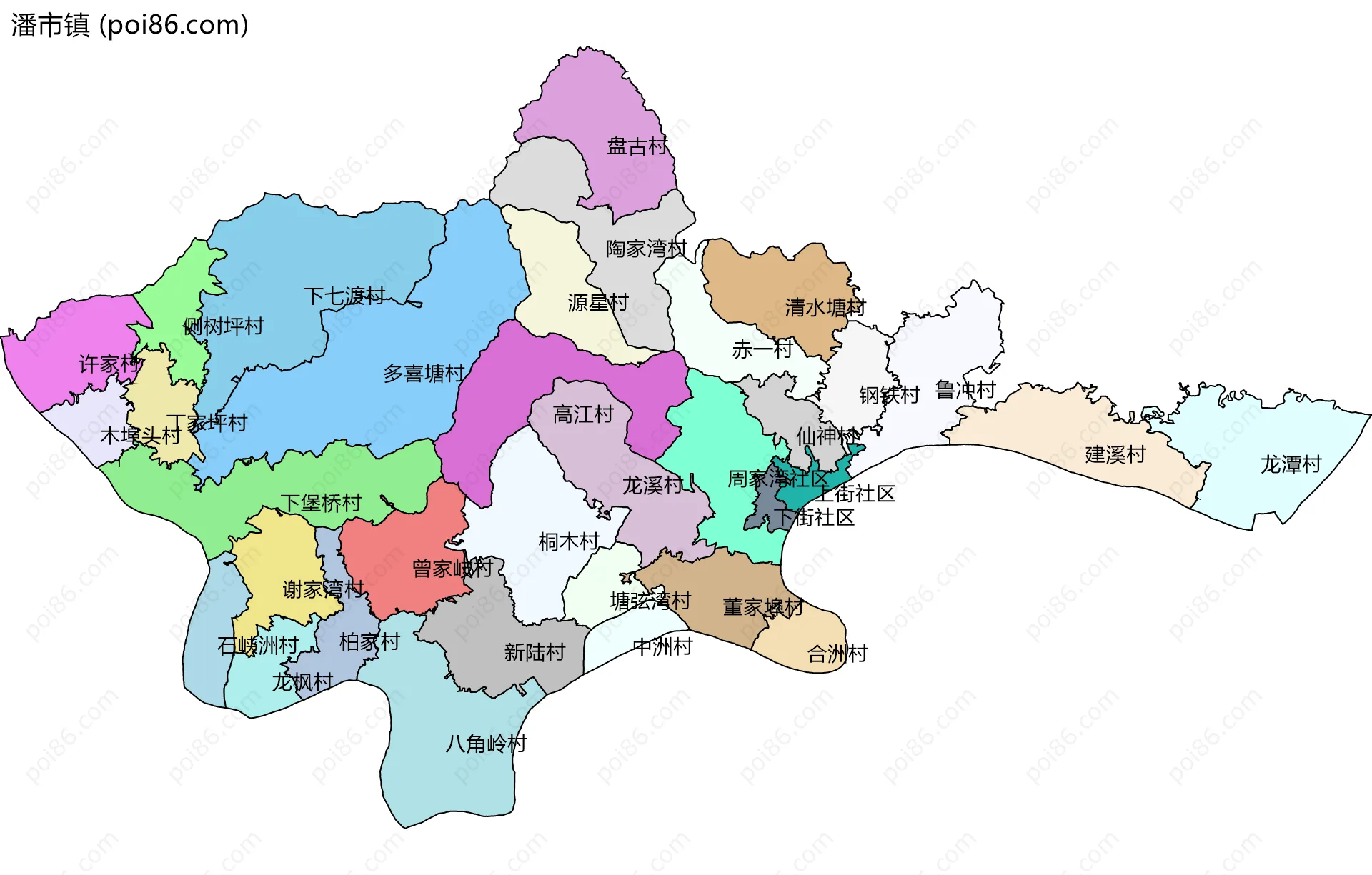 潘市镇边界地图(五级行政区划)