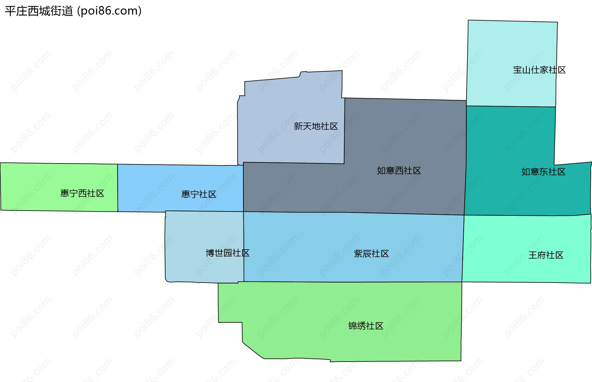 平庄西城街道边界地图(五级行政区划)