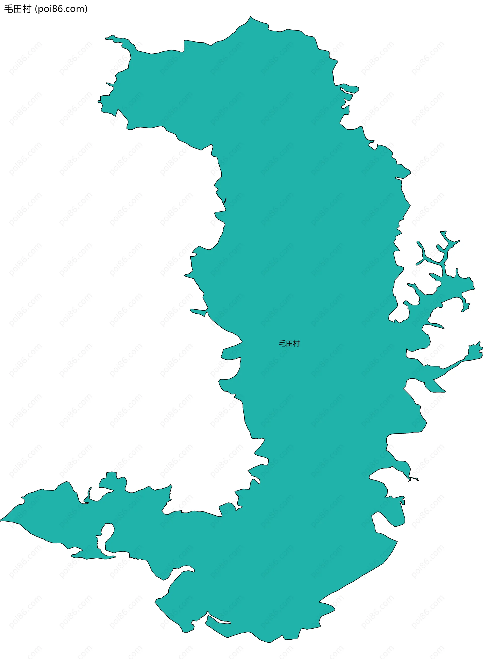 毛田村边界地图