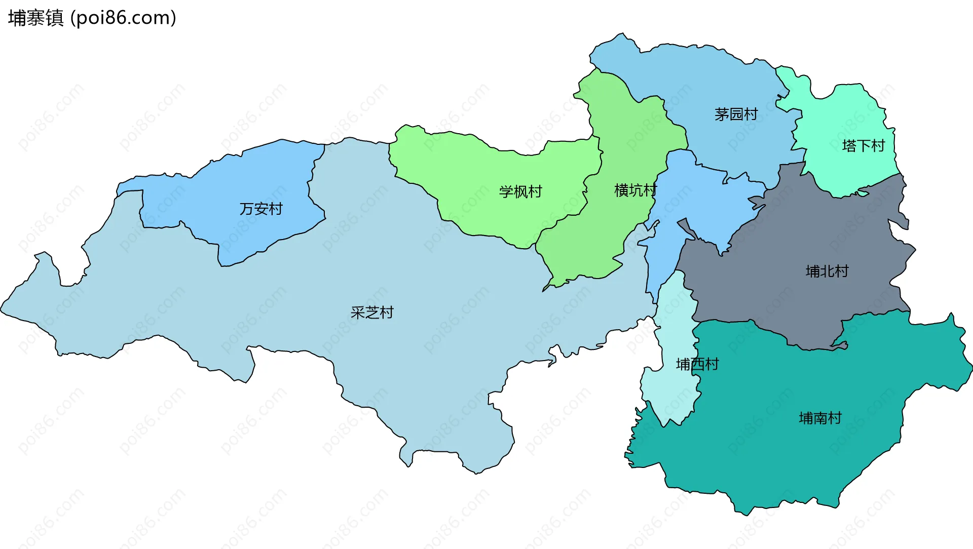 埔寨镇边界地图(五级行政区划)