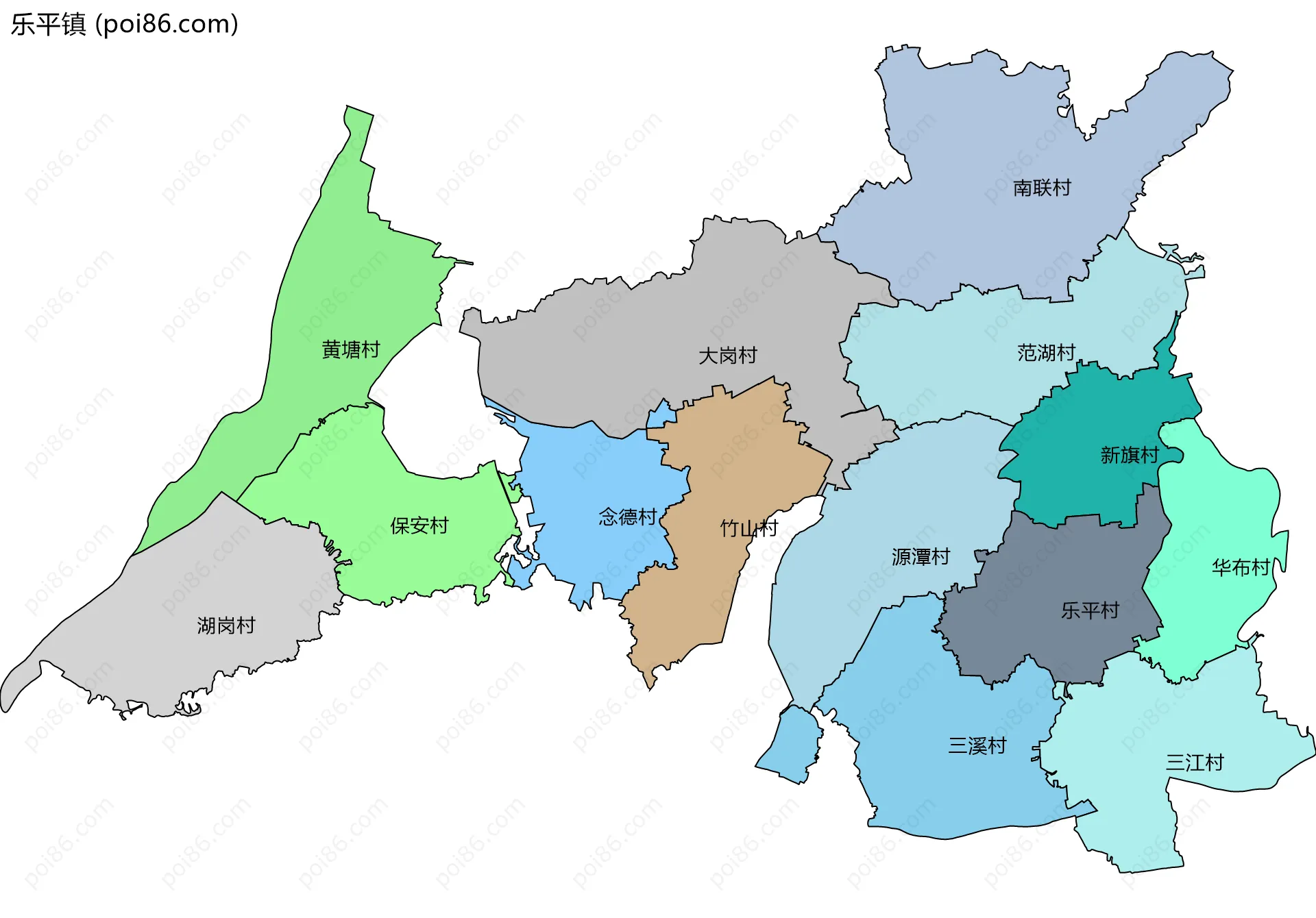 乐平镇边界地图(五级行政区划)