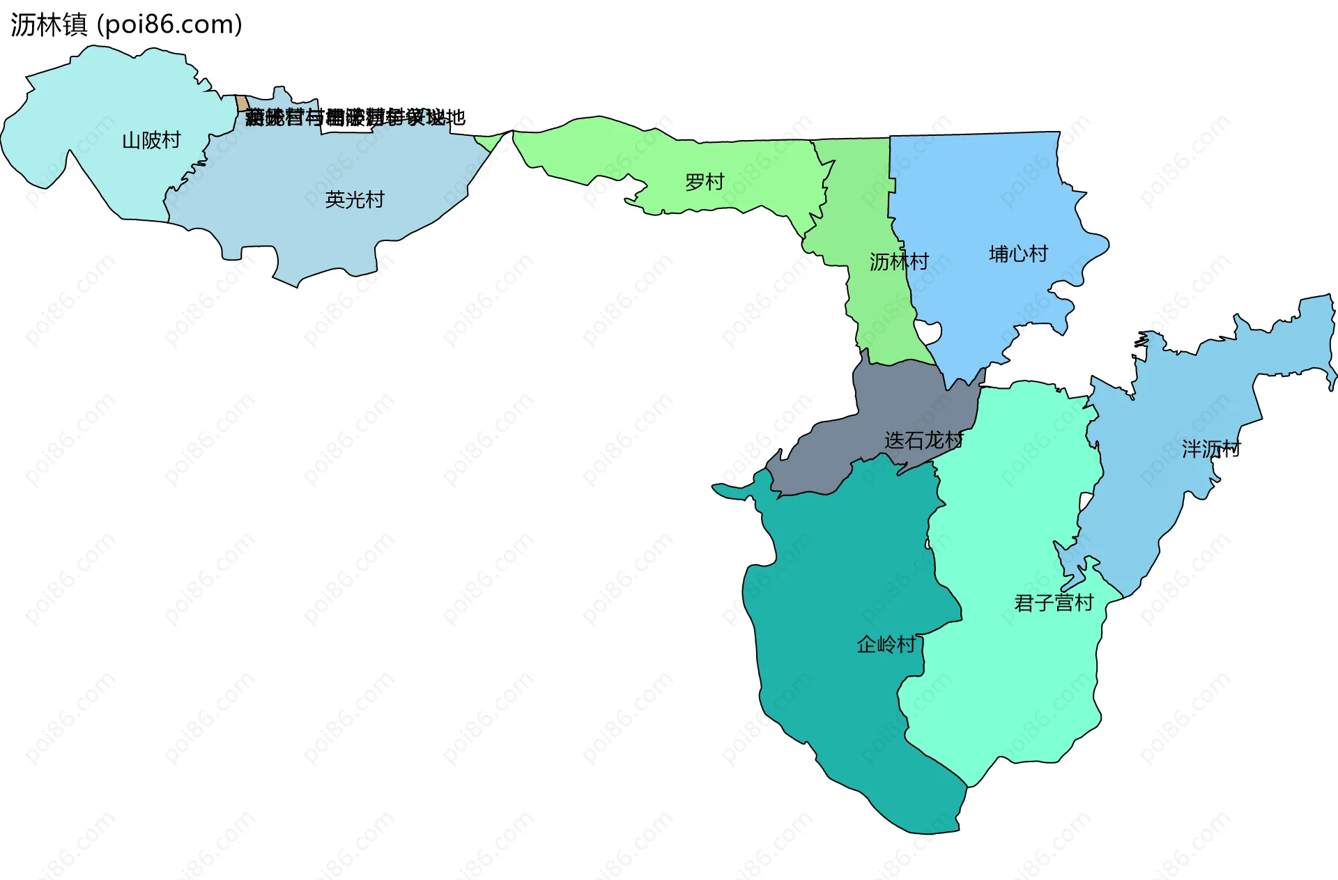 沥林镇边界地图(五级行政区划)
