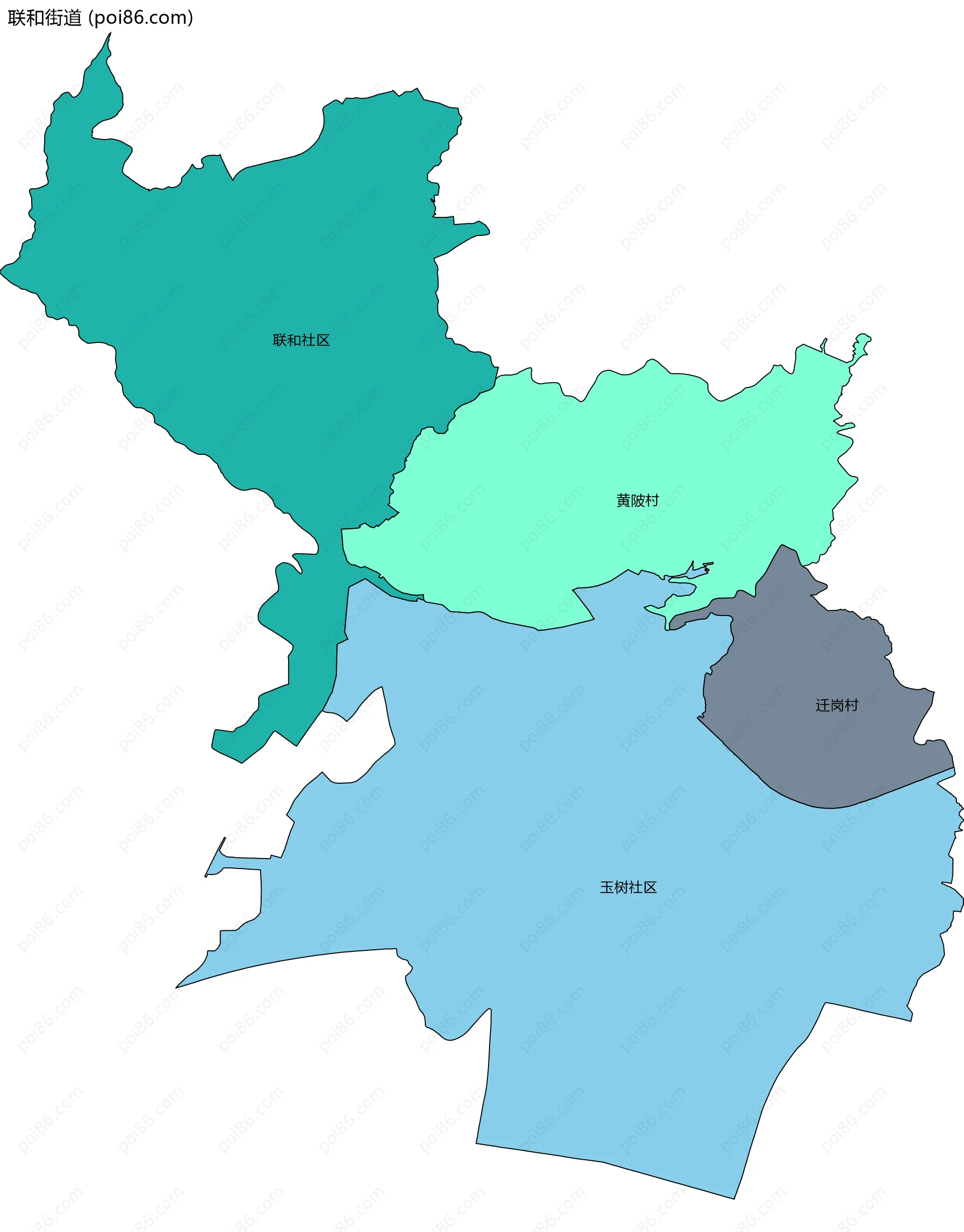 联和街道边界地图(五级行政区划)