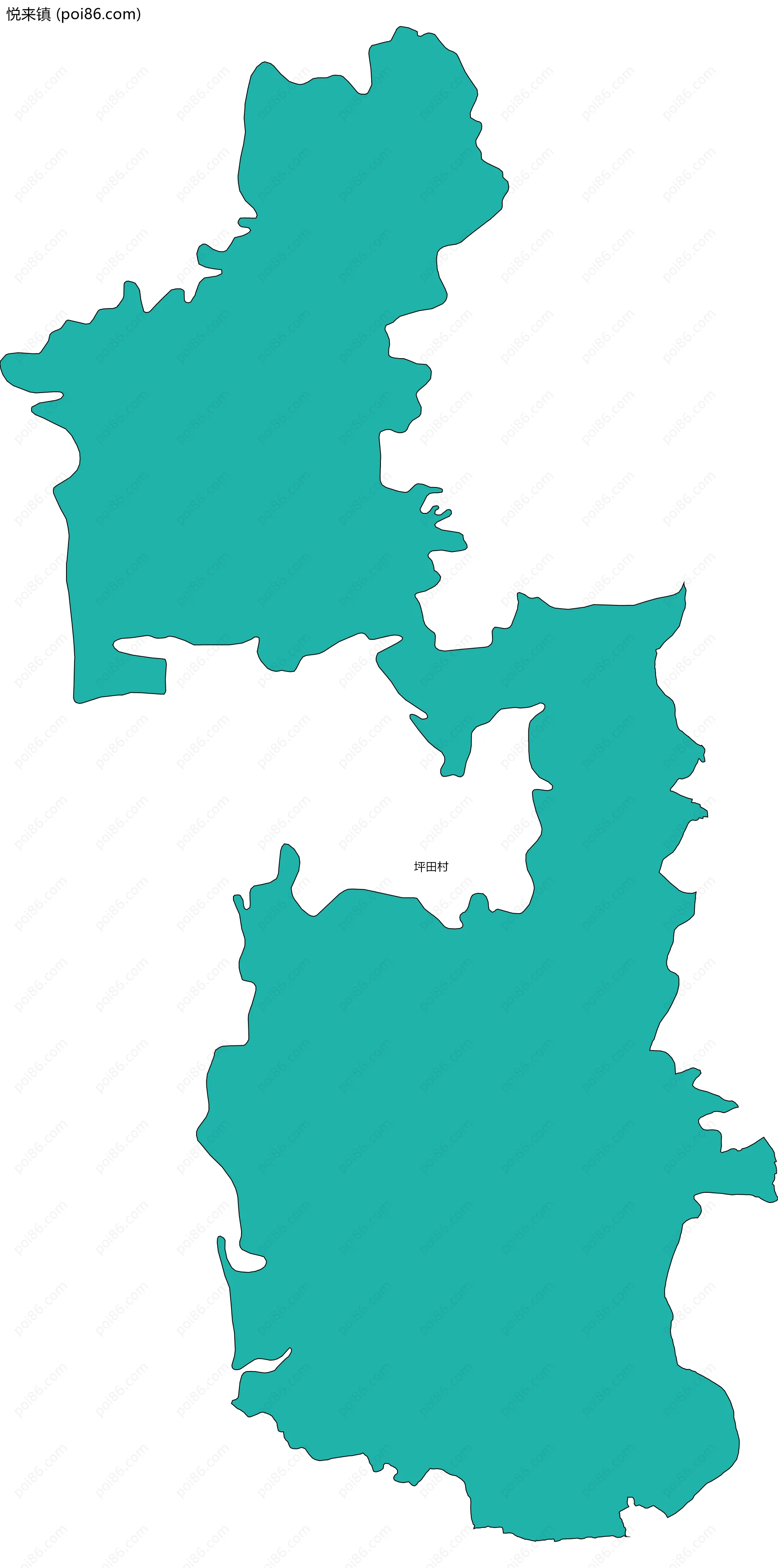 悦来镇边界地图(五级行政区划)