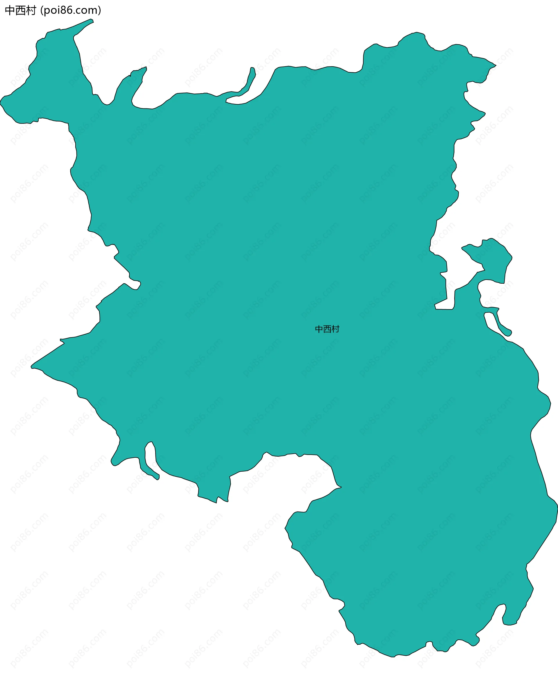 中西村边界地图