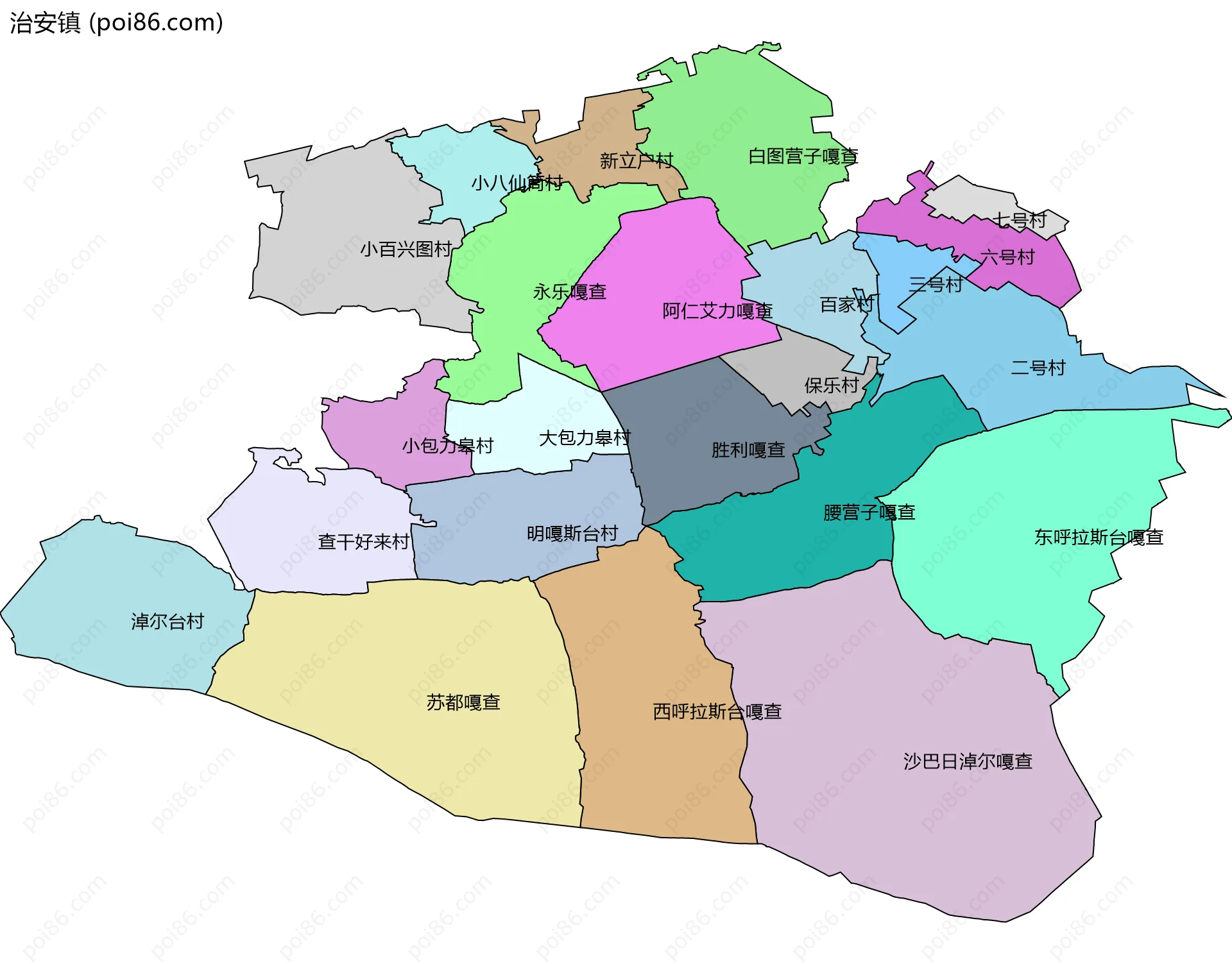 治安镇边界地图(五级行政区划)