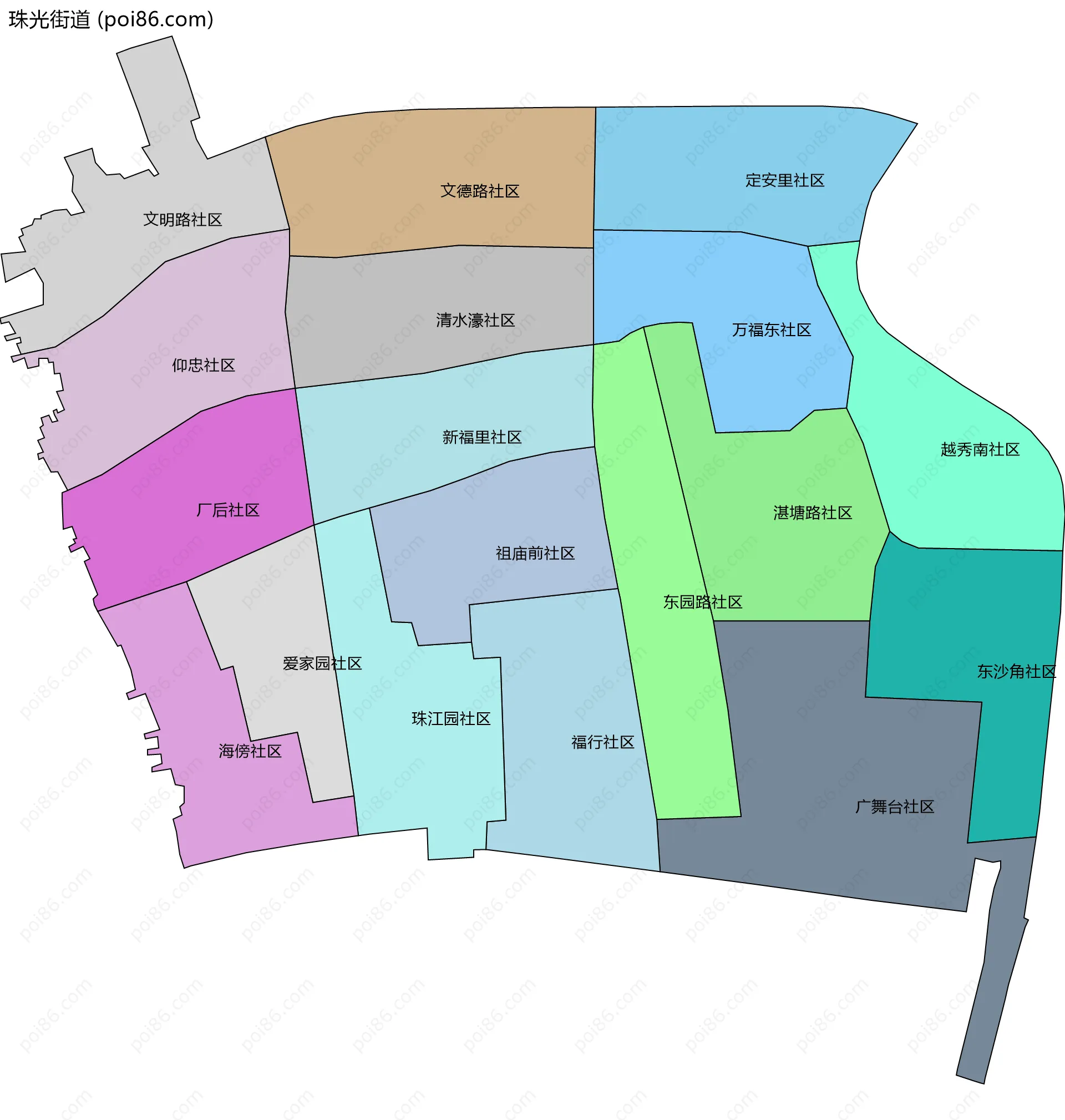 珠光街道边界地图(五级行政区划)